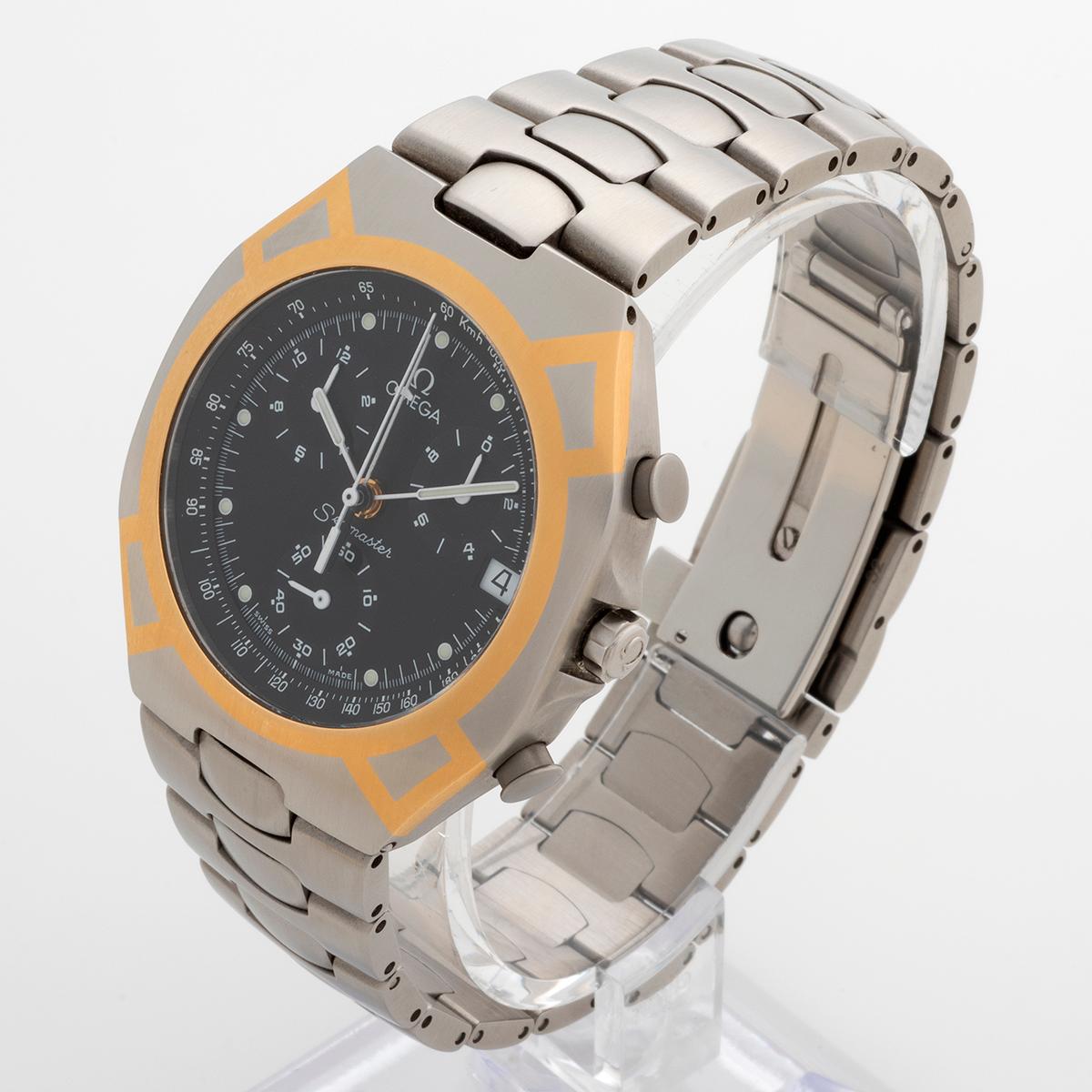 Omega Seamaster Polaris Chronograph Quarz, 40mm Stahl/18K Gelbgold Inlay... im Zustand „Hervorragend“ im Angebot in Canterbury, England