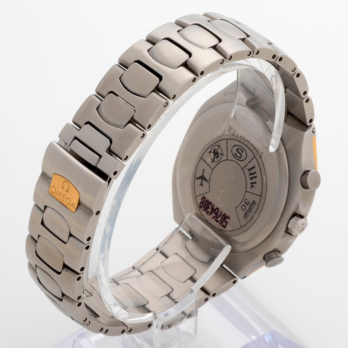 Omega Seamaster Polaris Chronograph Quarz, 40mm Stahl/18K Gelbgold Inlay... für Damen oder Herren im Angebot