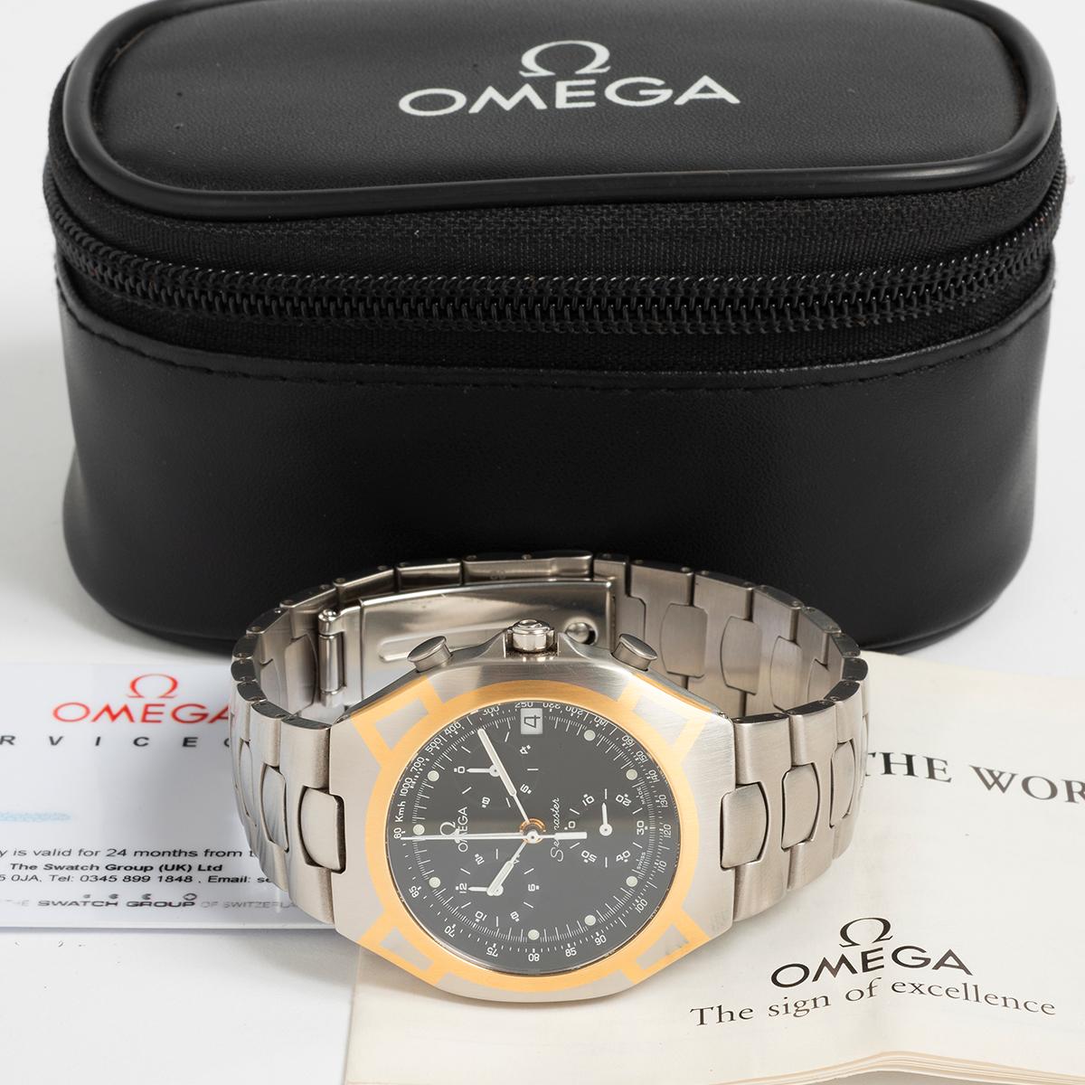 Omega Seamaster Polaris Chronograph Quarz, 40mm Stahl/18K Gelbgold Inlay... im Angebot 1