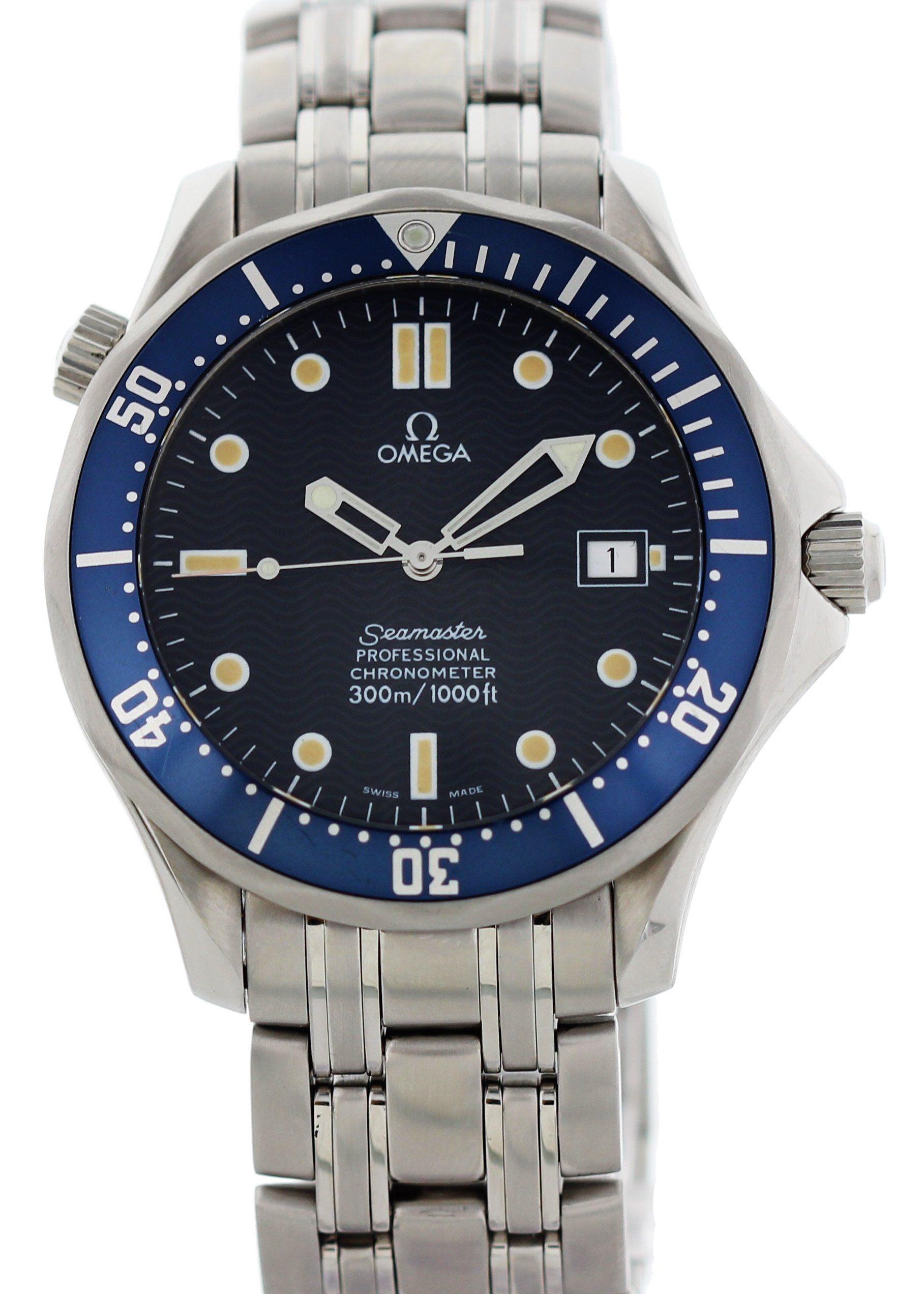 Omega Seamaster 300 M Chronometer  2531.80 Mens Watch. 41mm stainless steel case. Unidirectional blue bezel with luminous 60 minute marker. Blue dial with minute markers, luminous markers on hands and indexes. Date display at the 3 O'clock position
