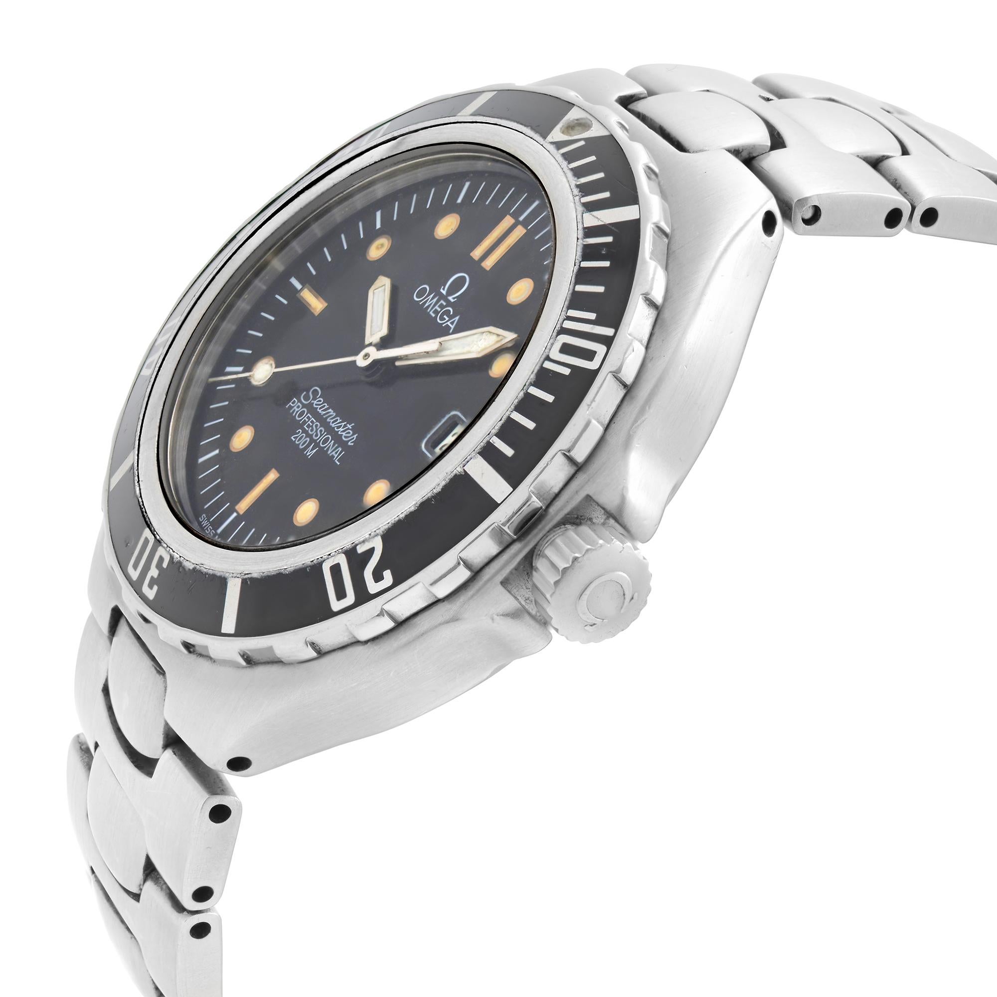Omega Seamaster Professional Steel Black Dial Quartz Mens Watch 3961052 In Fair Condition In New York, NY