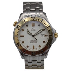 Omega Seamaster Quartz  White Wave Dial  1993  Gold Bezel & Crown  41mm