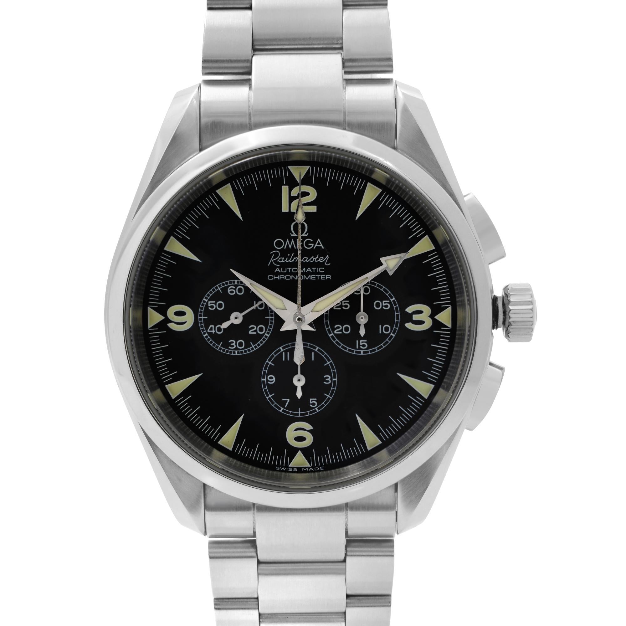 Pre Owned Omega Seamaster Railmaster Aqua Terra Black Dial Automatic Men's Watch 2512.52.00. This Beautiful Timepiece is Powered by Mechanical (Automatic) Movement And Features: Round Stainless Steel Case & Bracelet, Fixed Smooth Stainless Steel