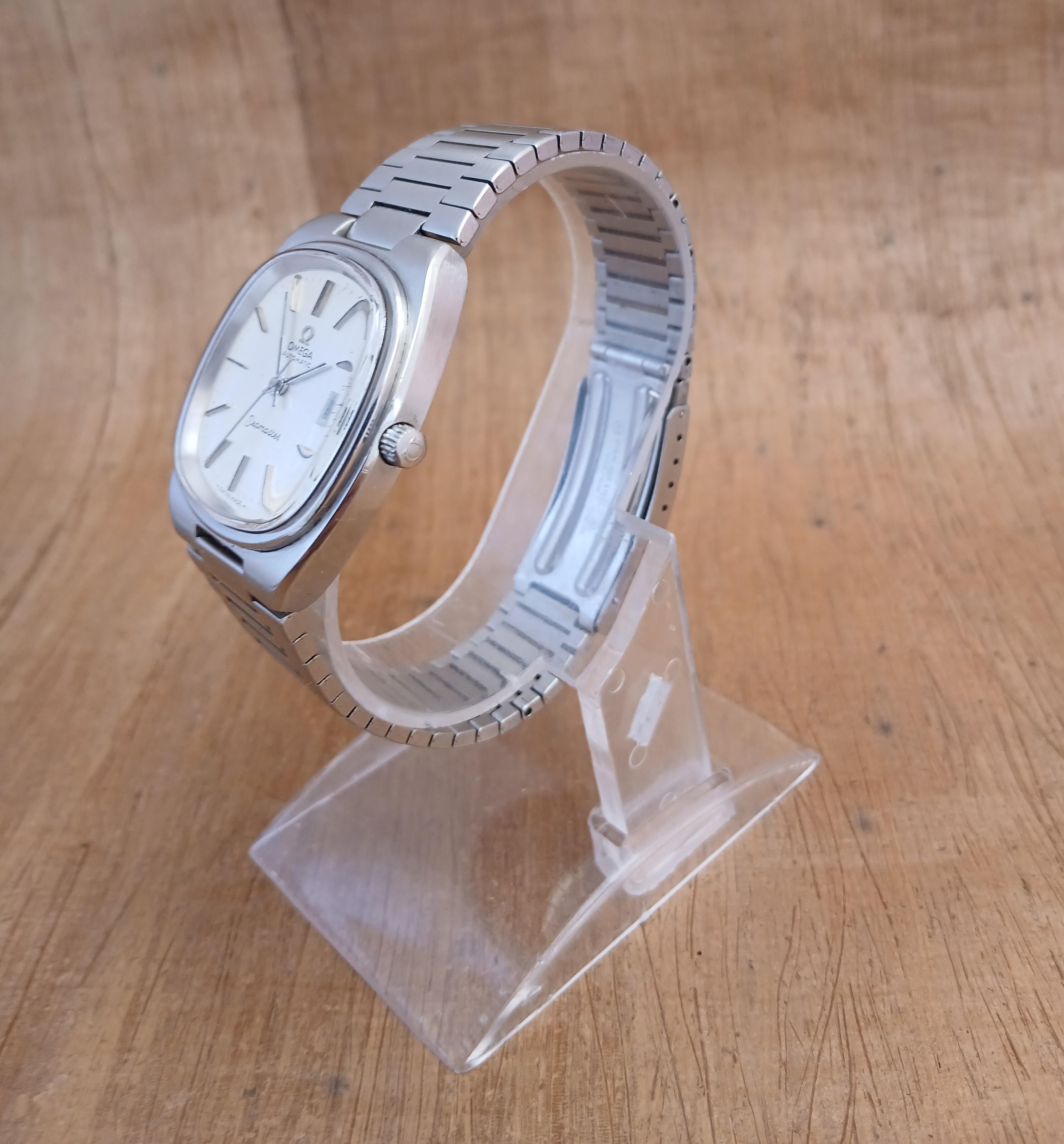 Omega Seamaster Ref 1660207 Automatik Datum Silber Zifferblatt Stahlband Uhr im Angebot 10