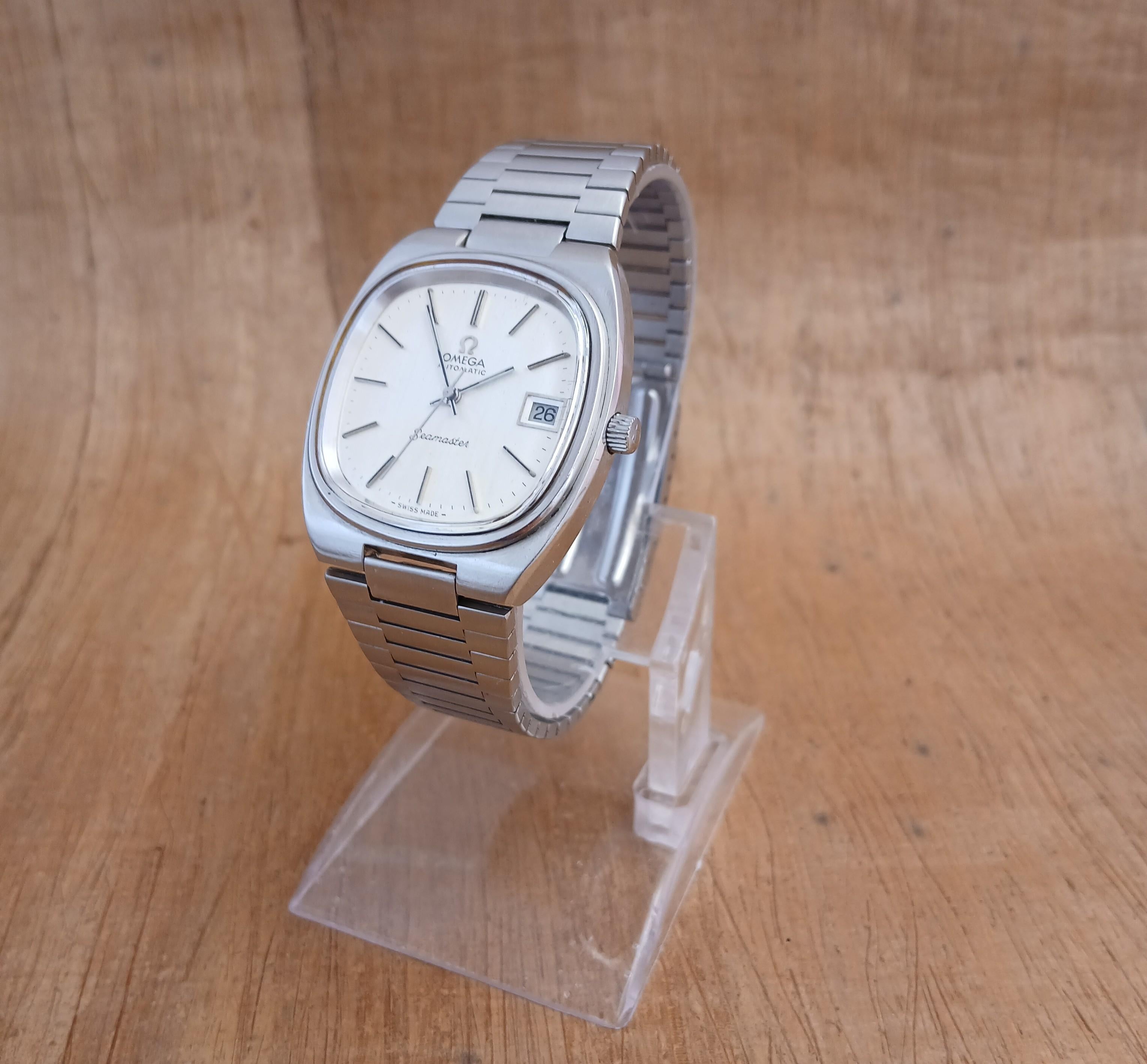 Omega Seamaster Ref 1660207 Automatik Datum Silber Zifferblatt Stahlband Uhr im Angebot 3