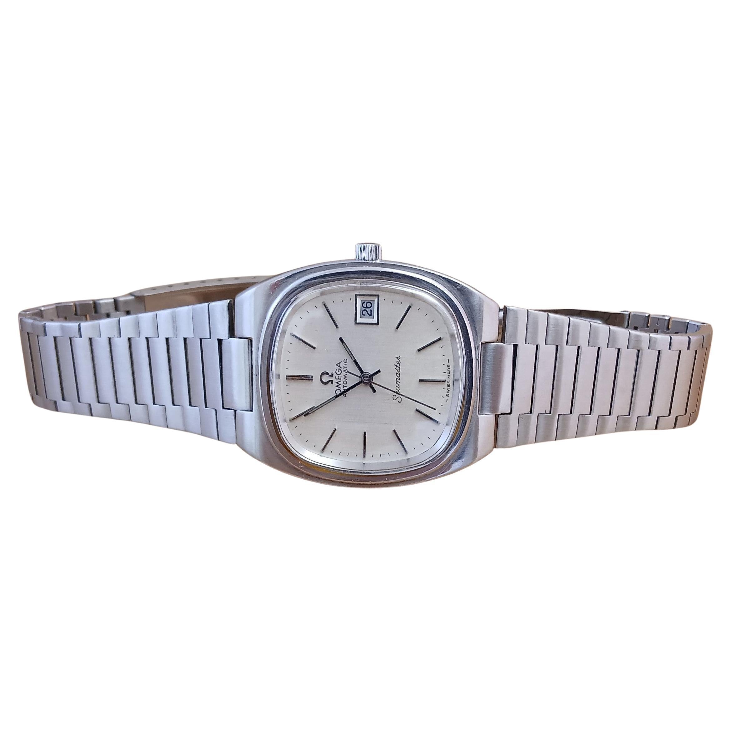 Omega Seamaster Ref 1660207 Orologio automatico con data e quadrante argentato con bracciale in acciaio