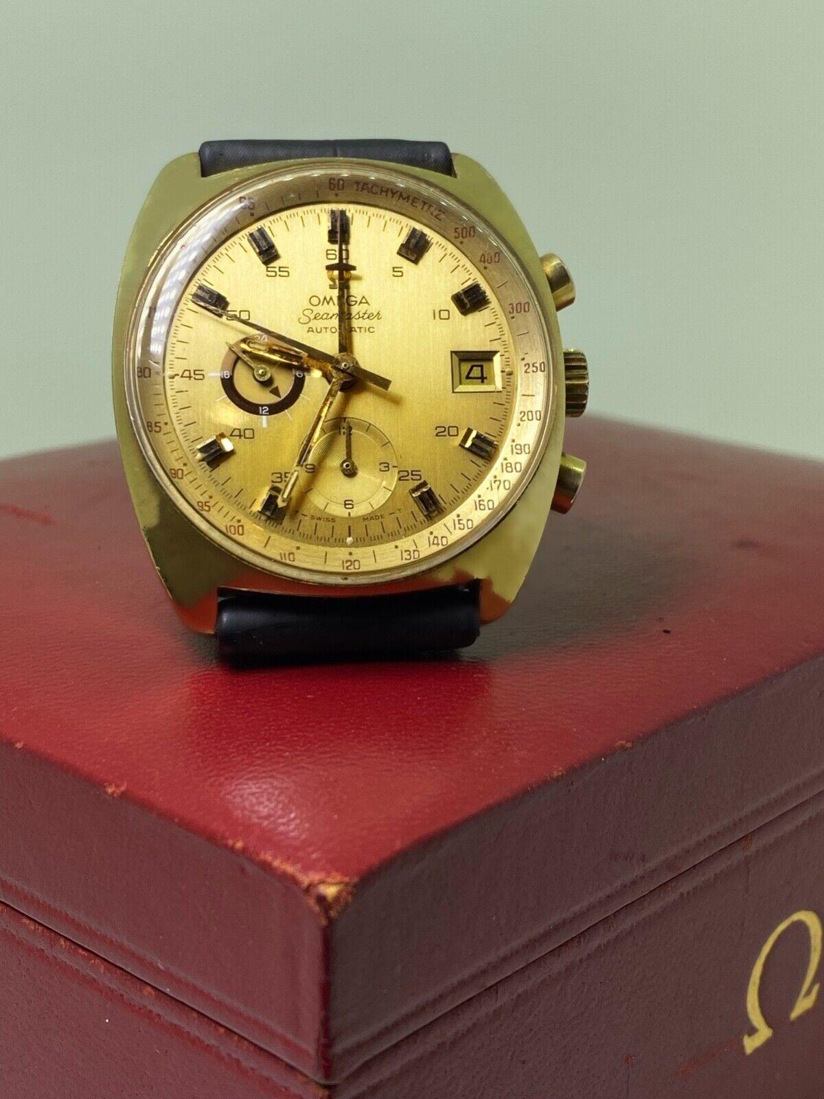 Omega Seamaster ref 176-007 Montre chronographe automatique remplie d'or avec calibre 1040 Excellent état - En vente à MELBOURNE, AU