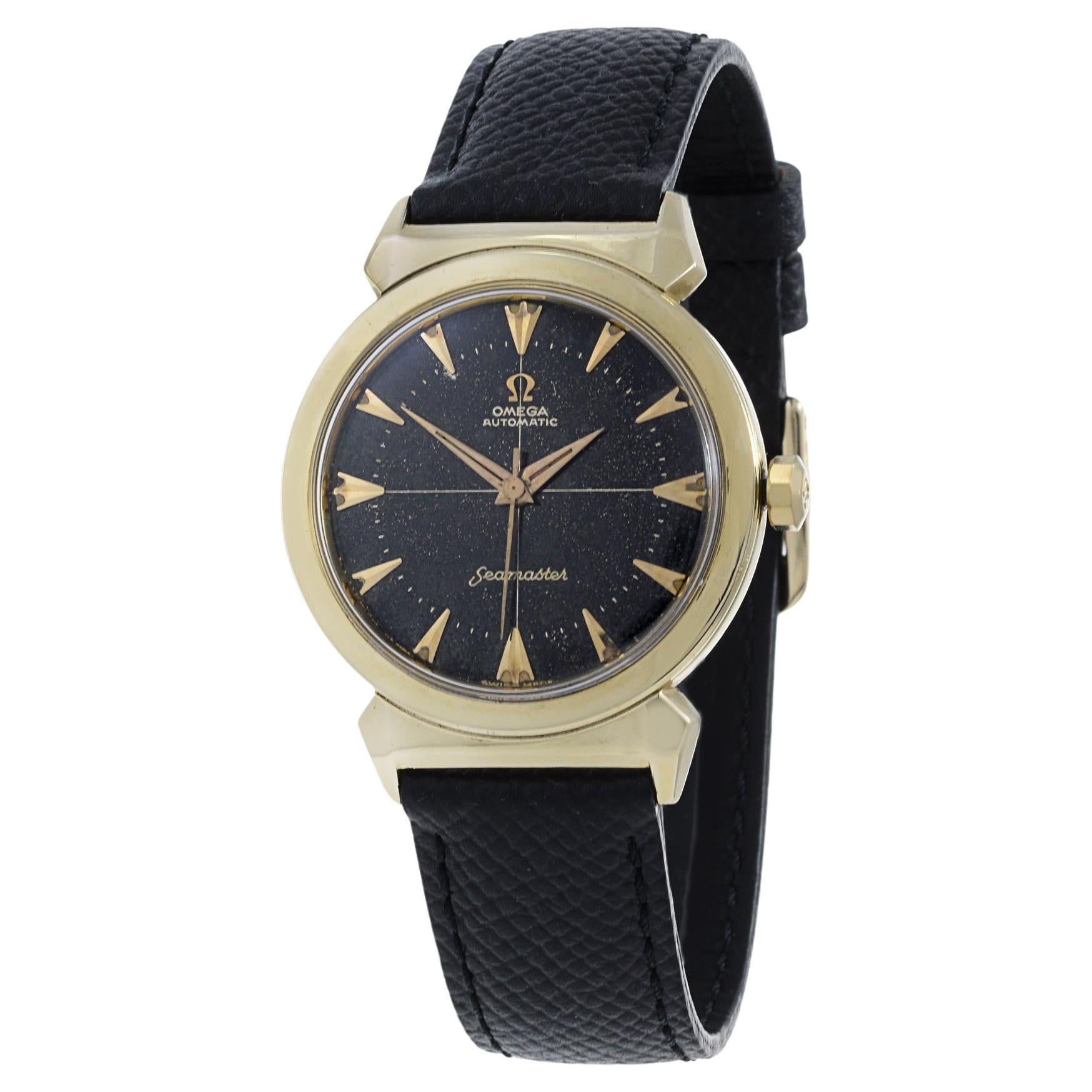 Omega Seamaster Reference 14363 Vintage Scarab Lugs Gold Top For Sale