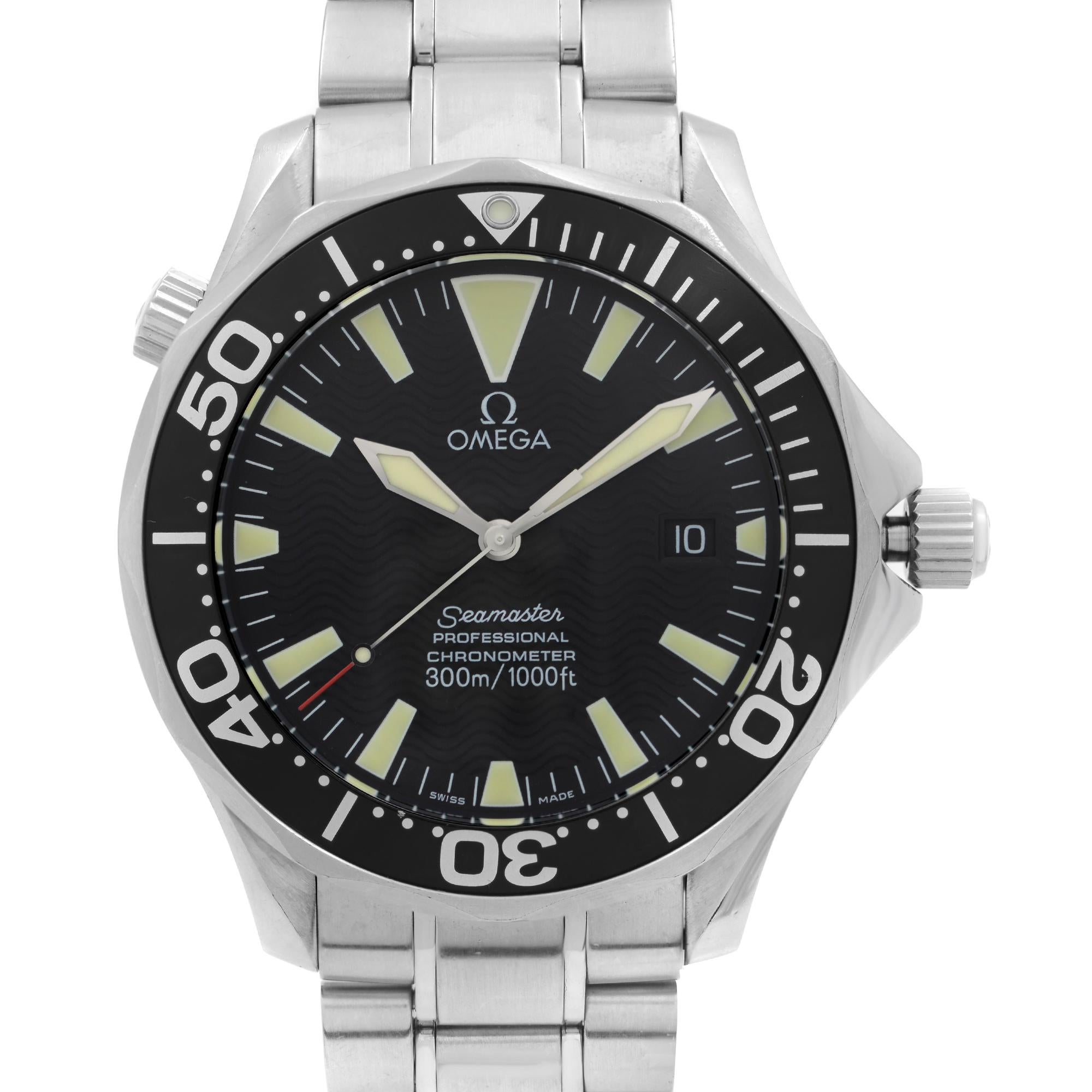 Pre-owned Omega Seamaster Stainless Steel Black Dial Automatic Men's Watch 2254.50.00. This Beautiful Timepiece is Powered by Mechanical (Automatic) Movement And Features: Round Stainless Steel Case with a Stainless Steel Bracelet, Double Pushbutton