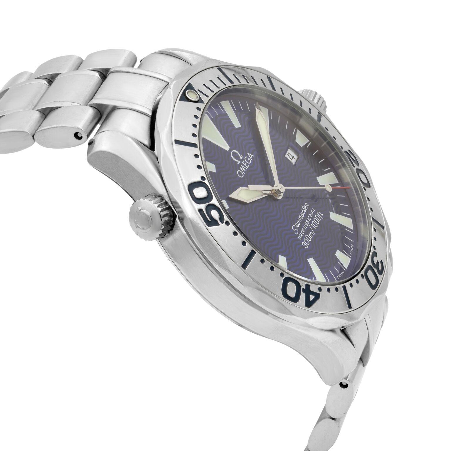 omega seamaster quartz blue dial
