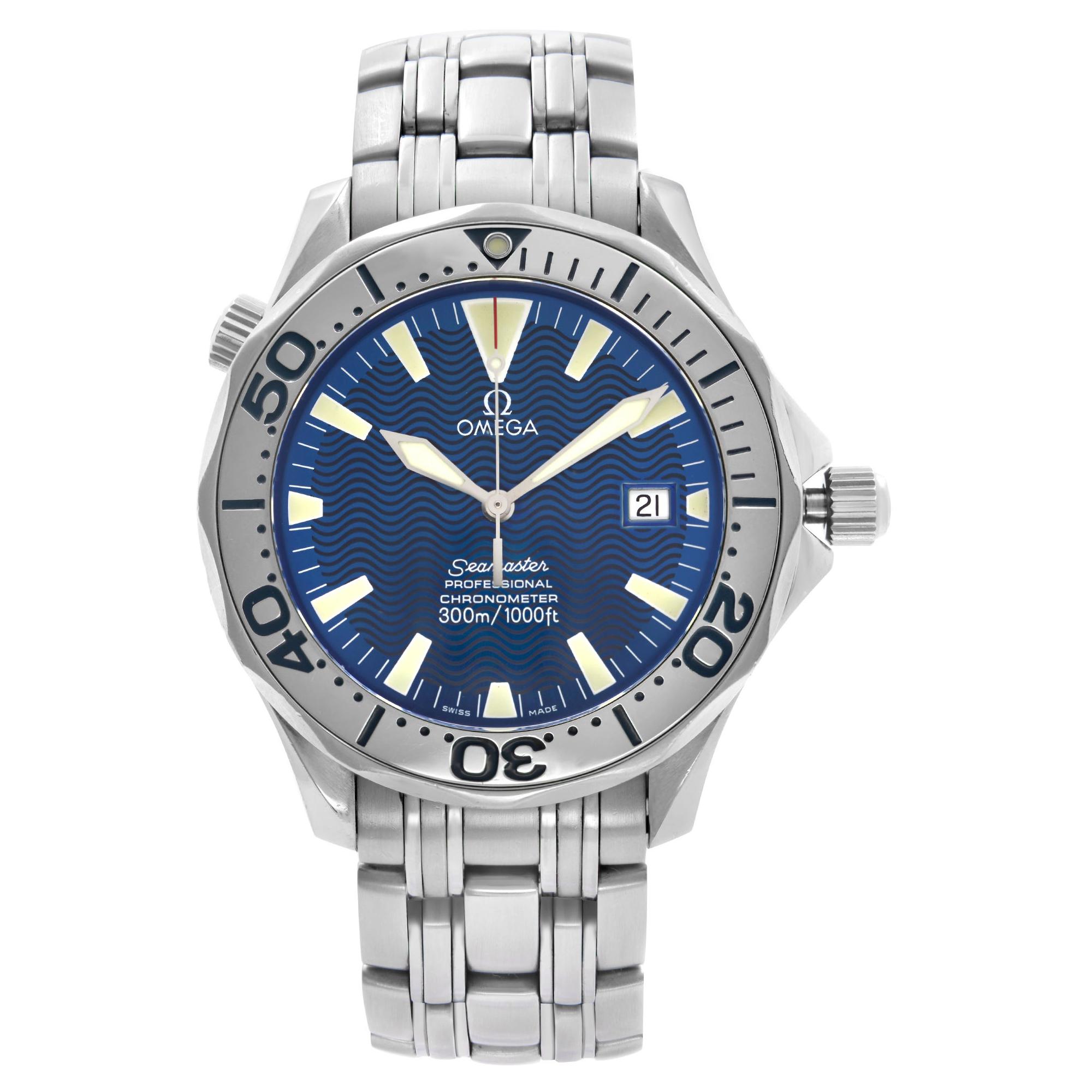 Omega Seamaster Stainless Steel Blue Wave Dial Automatic Men's Watch 2231.80.00