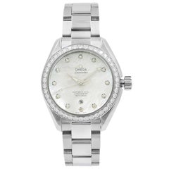 Omega Seamaster Steel Diamond Bezel MOP Dial Ladies Watch 231.15.34.20.55.002