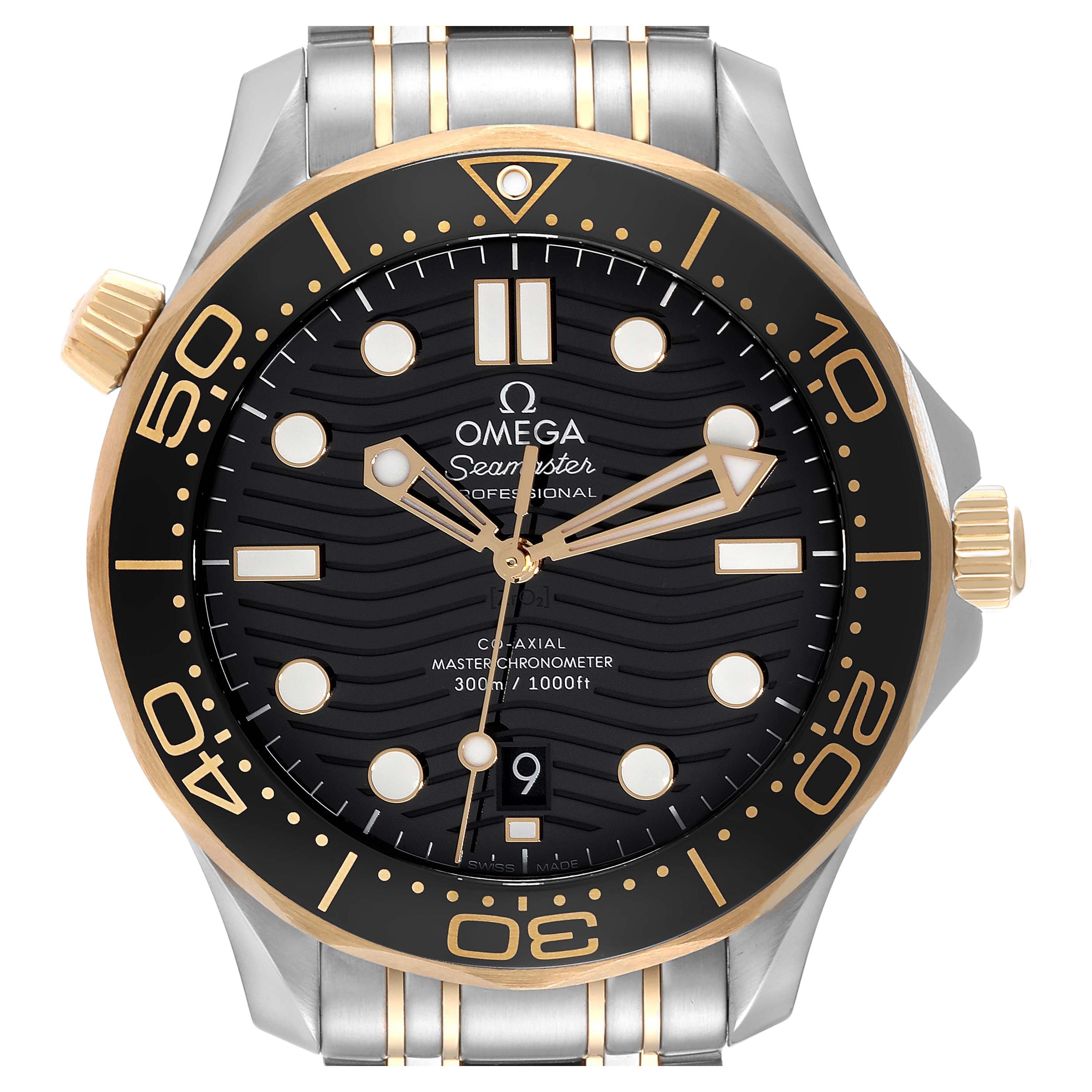 Omega Seamaster Steel Yellow Gold Mens Watch 210.20.42.20.01.002 Box Card For Sale