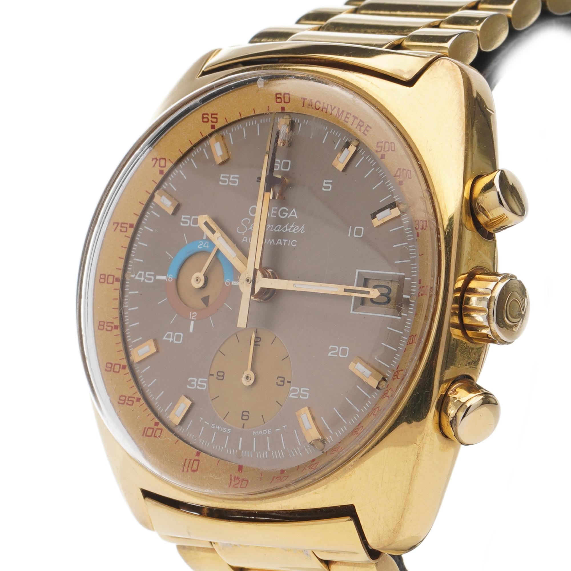 Omega Seamaster Vintage Gold-Plated Automatic Chronograph In Good Condition In Braintree, GB