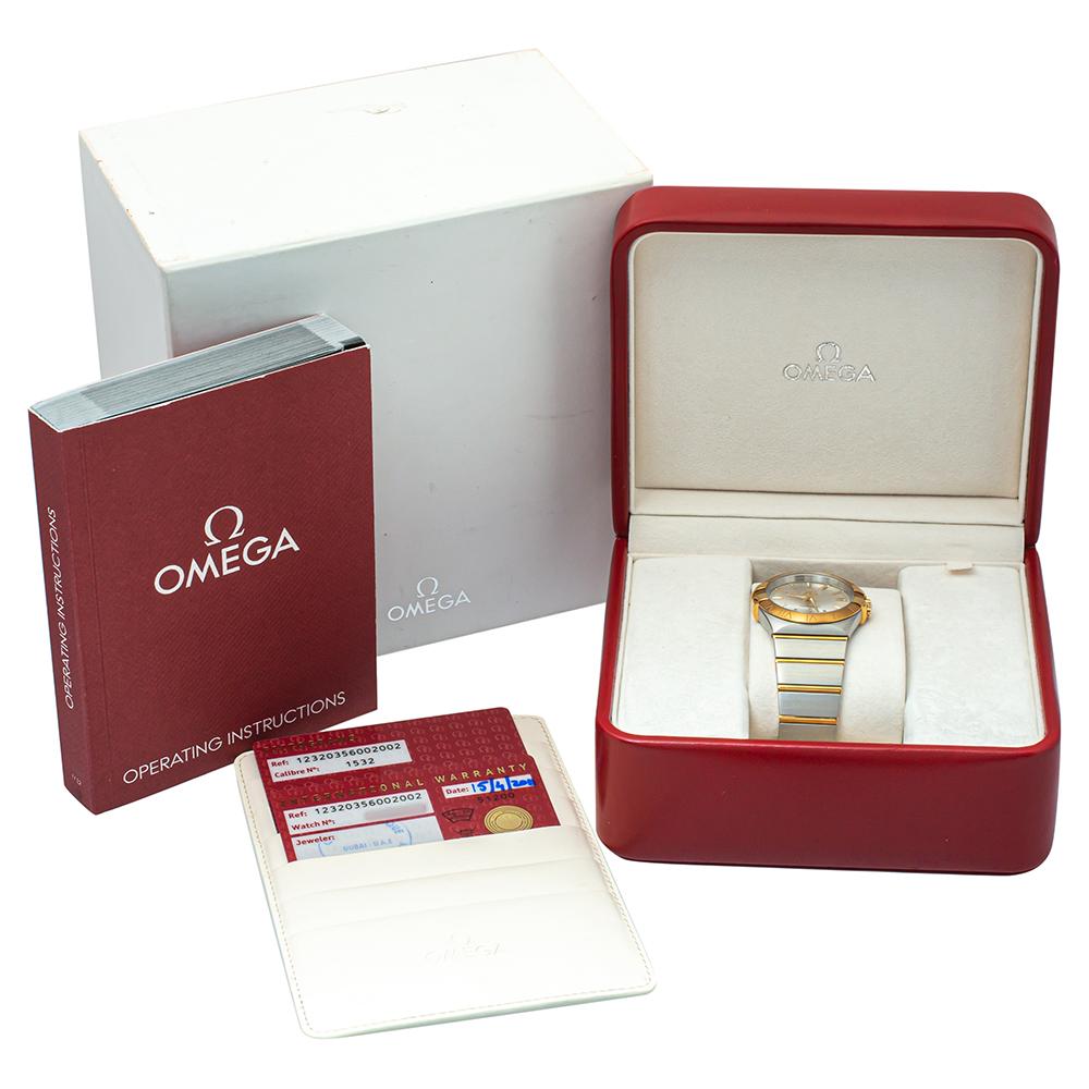 Omega Silver 18K Yellow Gold Constellation Men's Wristwatch 35mm 4
