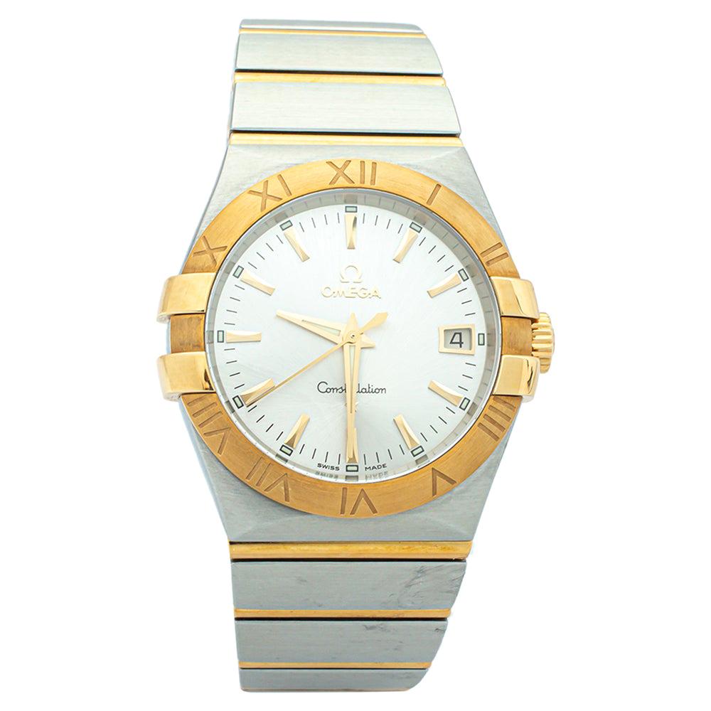 Omega Silver 18K Yellow Gold Constellation Men's Wristwatch 35mm