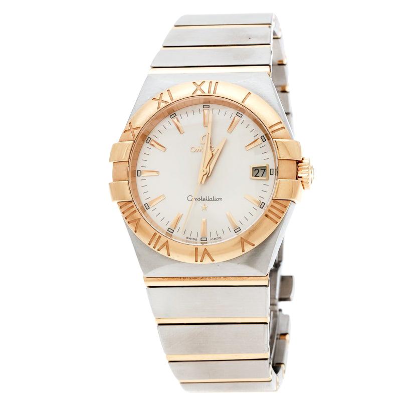 Omega Silver and 18K Yellow Gold Constellation Women's Wristwatch 34 mm