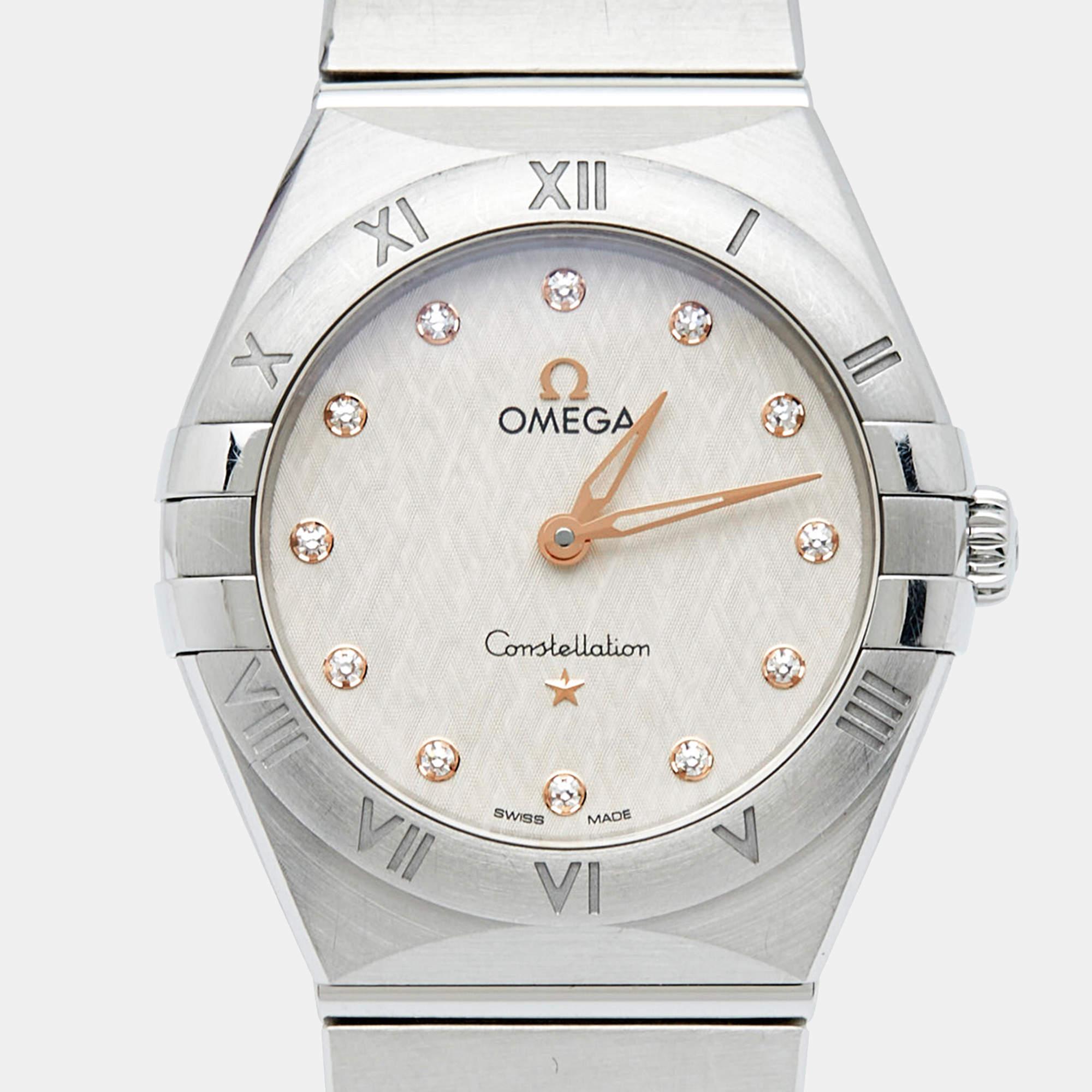 A meticulously crafted watch holds the promise of enduring appeal, all-day comfort, and investment value. Carefully assembled and finished to stand out on your wrist, this Omega diamond Constellation timepiece is a purchase you will