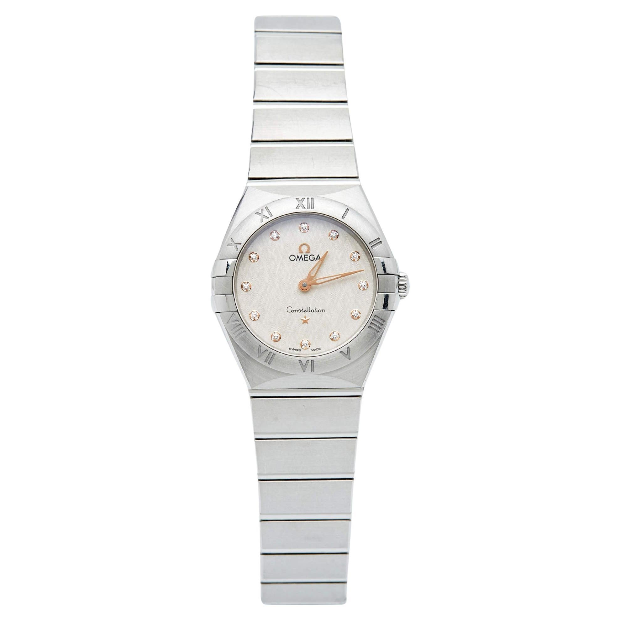 Omega Silver Diamond Stainless Steel Constellation 131.10.28.60.52.001 Women's W For Sale
