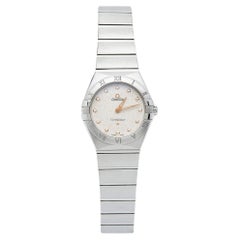 Used Omega Silver Diamond Stainless Steel Constellation 131.10.28.60.52.001 Women's W