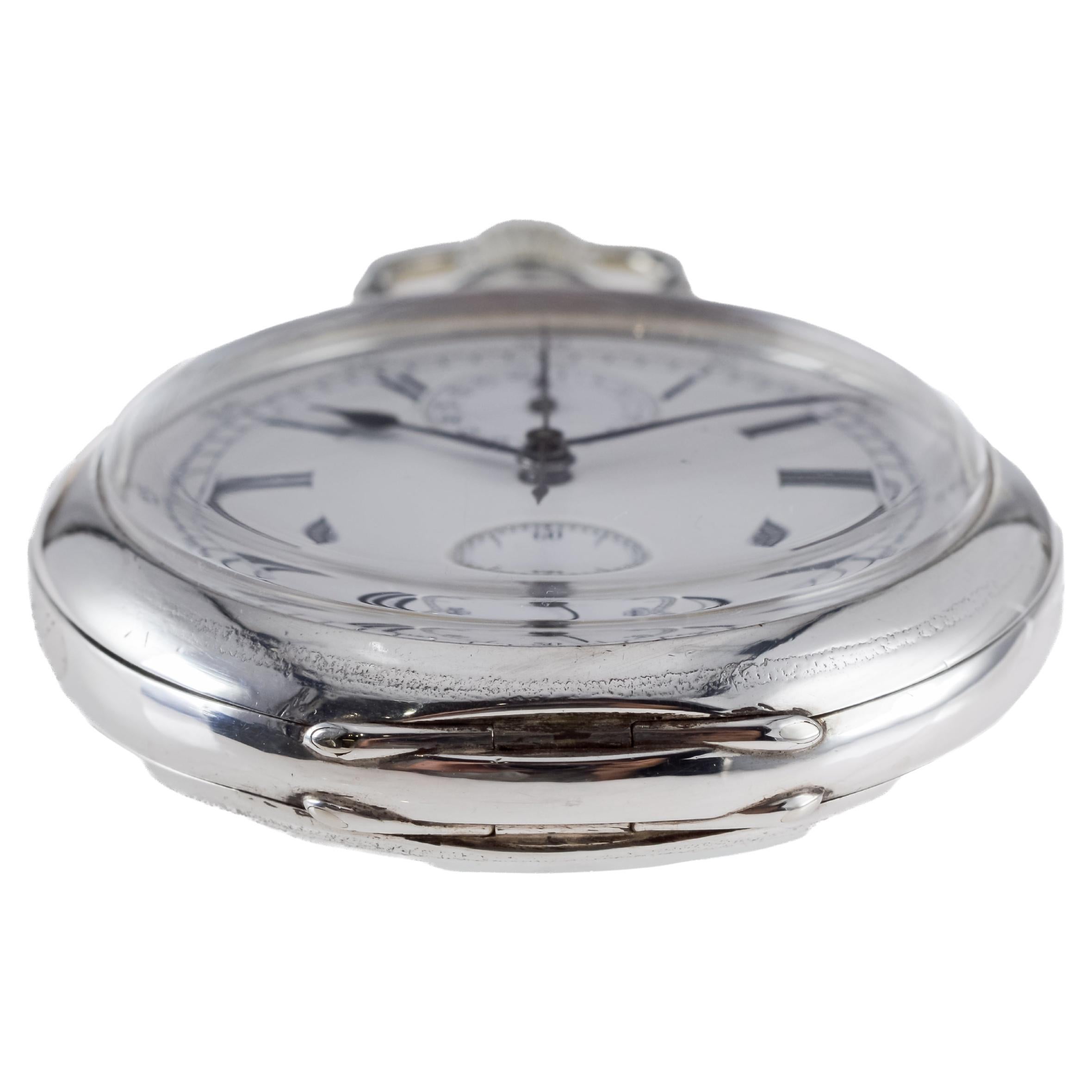 Omega Silver Pocket Chronograph for General Electric with Secret Signature 1912 For Sale 5