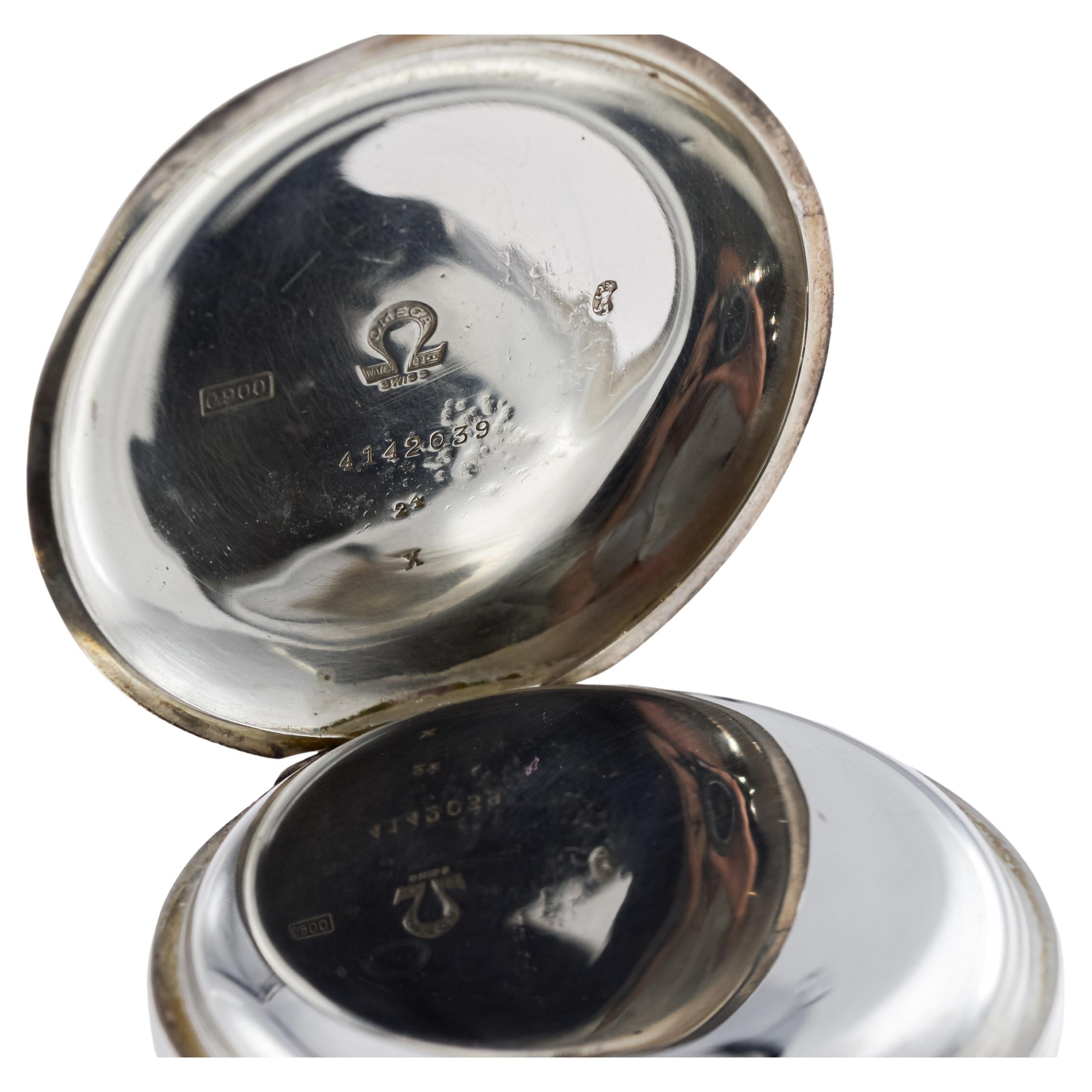 Omega Silver Pocket Chronograph for General Electric with Secret Signature 1912 For Sale 10