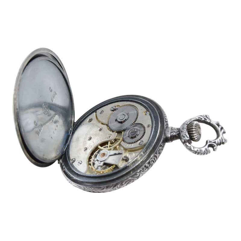 Omega Silver Pocket Watch Art Nouveau Repousse Mythological Scene from 1900 4