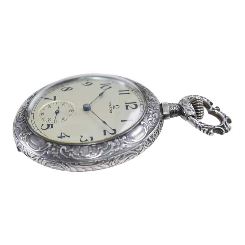 Omega Silver Pocket Watch Art Nouveau Repousse Mythological Scene from ...