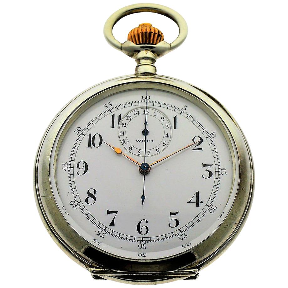 Omega Stainless Steel Pocket Watch at 1stDibs