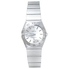 Omega Silver Stainless Steel Constellation Women's Wristwatch 24 mm