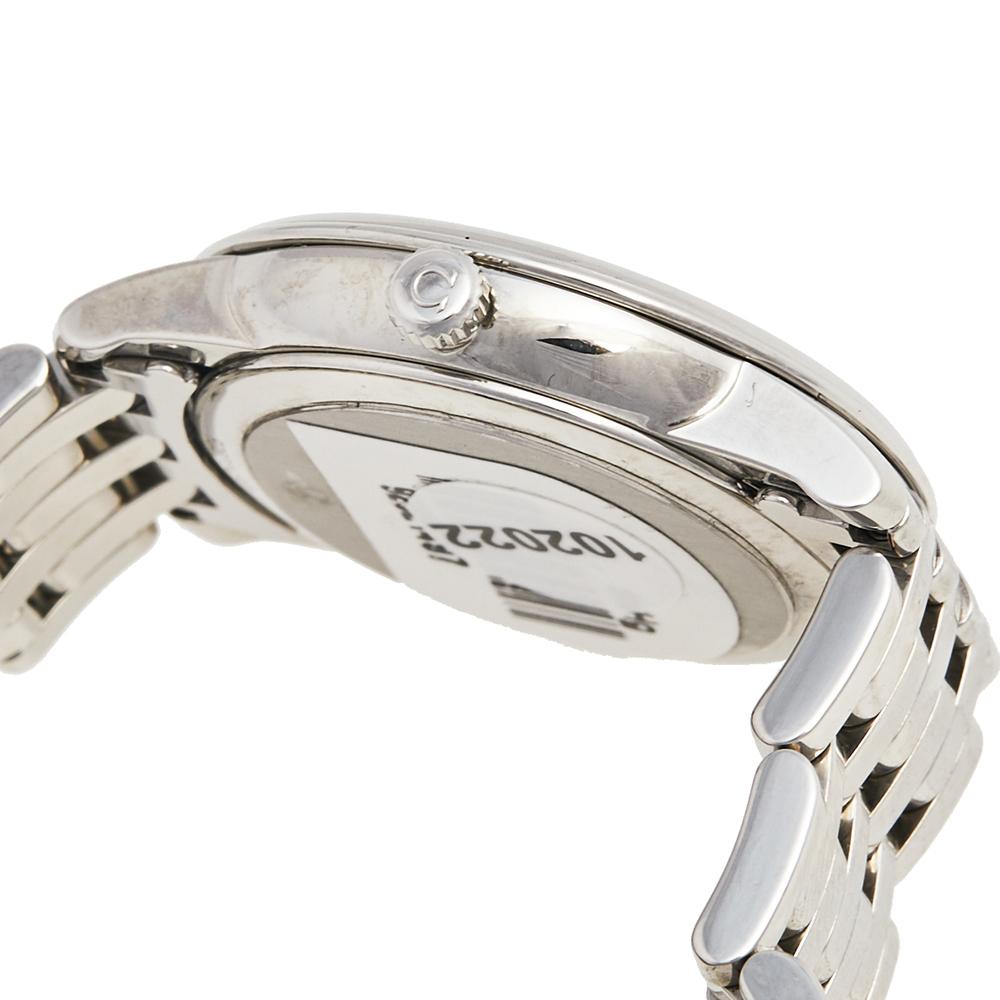 Omega Silver Stainless Steel Diamond Deville Prestige Women's Wristwatch 27 mm 1