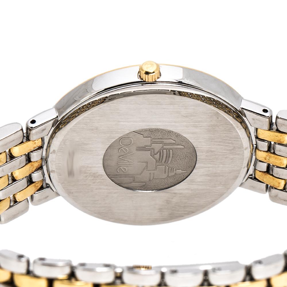 Omega Silver Two-Tone Stainless Steel De Ville Men's Wristwatch 32 mm In Good Condition In Dubai, Al Qouz 2