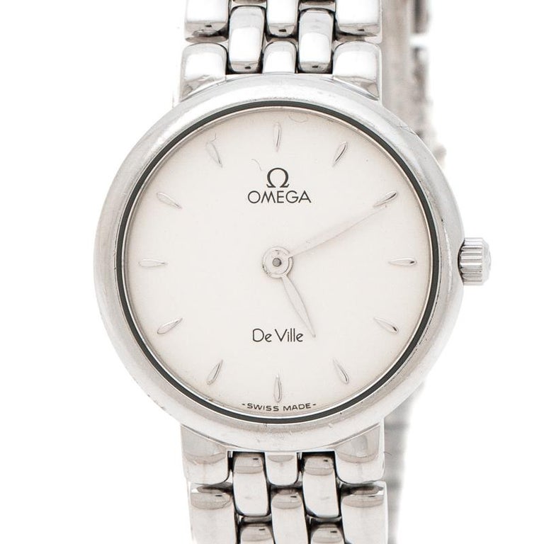 Omega Silver White Stainless Steel De Ville Women S Wristwatch 23 Mm For Sale At 1stdibs
