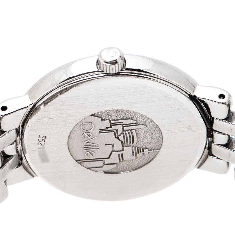 Omega Silver White Stainless Steel De Ville  Women's Wristwatch 23 mm In Good Condition In Dubai, Al Qouz 2