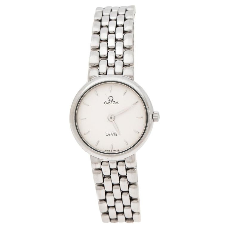 Omega Silver White Stainless Steel De Ville Women's Wristwatch 23 mm