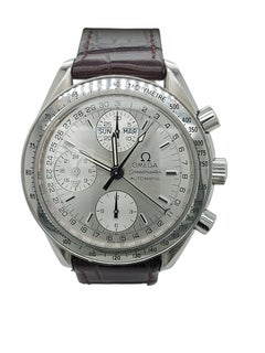 Omega Speed Master Triple Date Automatic Wristwatch, Brown Strap