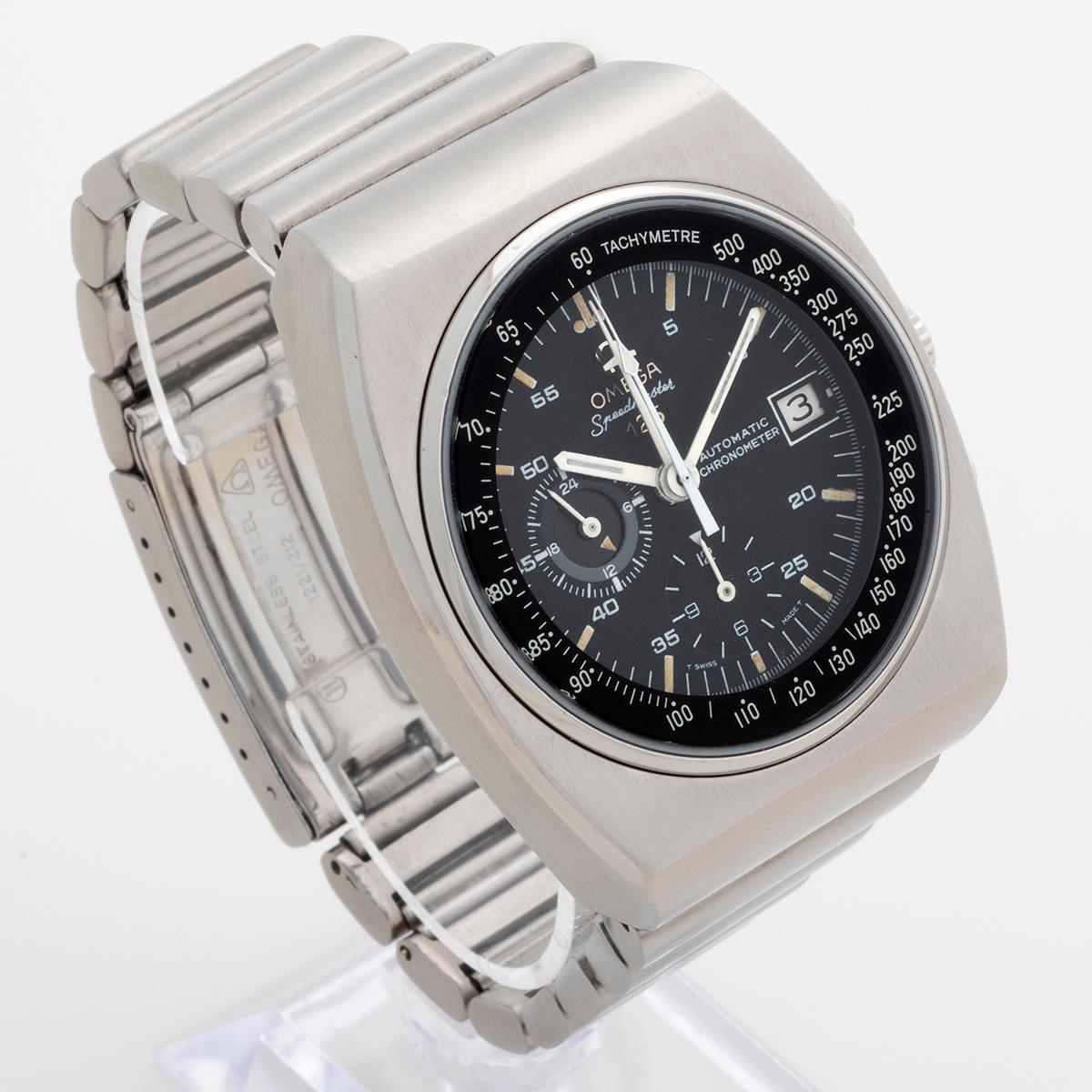 Celebrating 125 years of Omega in 1973, the Speedmaster 125 was the world's first chronometer certified chronograph with automatic movement and date (cal 1041 movement). A technologically advanced watch, the Speedmaster 125 had a price tag almost