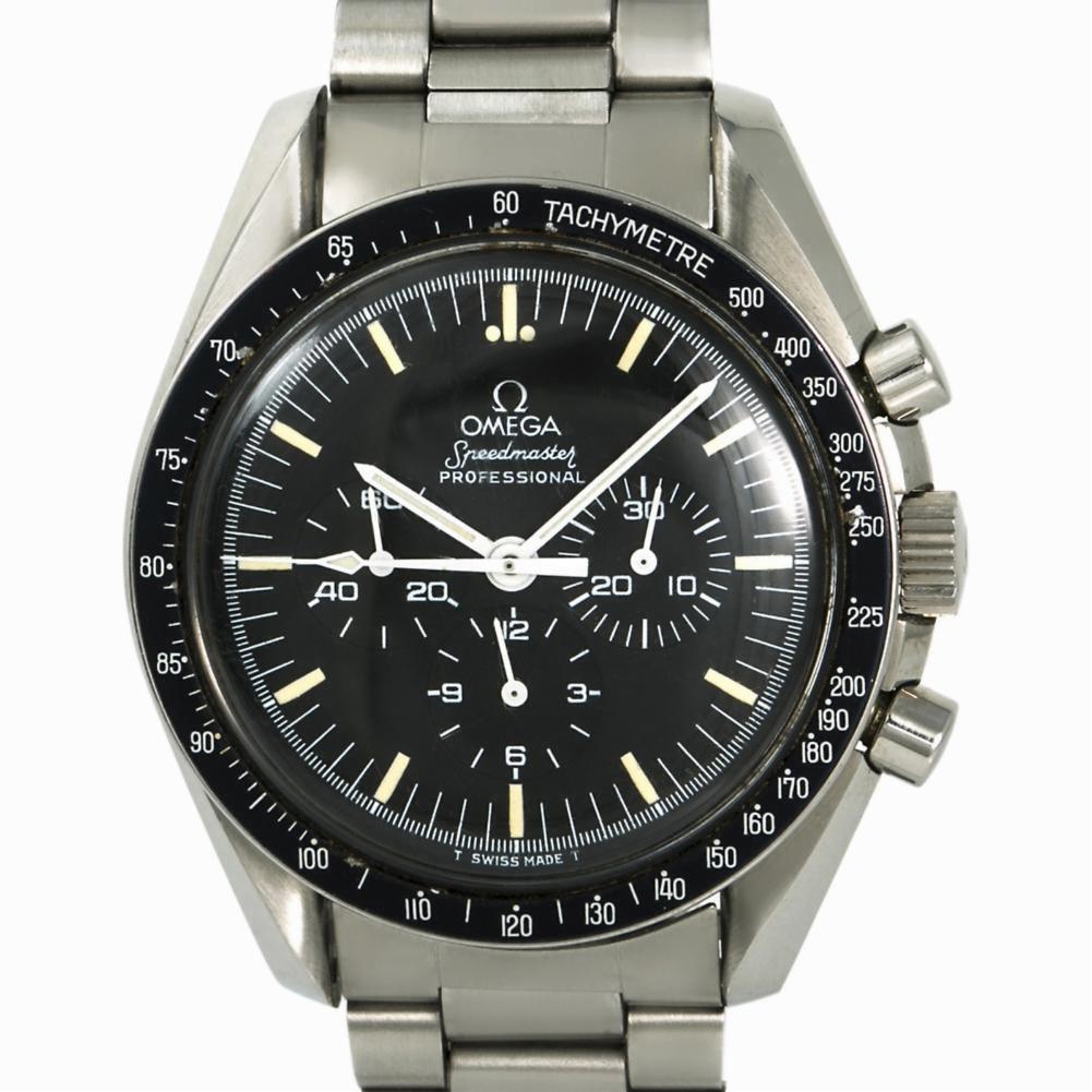 Contemporary Omega Speedmaster 145.022.78, Black Dial, Certified and Warranty For Sale