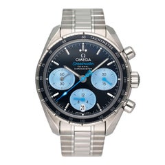 Omega Speedmaster 38 324.30.38.50.03.002 Blue Dial Mens Watch Box Papers