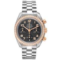 Omega Speedmaster Steel Rose Gold Diamond Watch 324.28.38.40.06.001