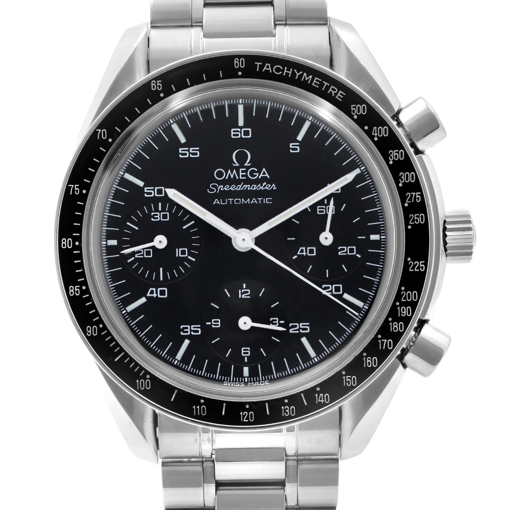 This Omega Speedmaster 39mm men's watch is pre-owned. The bezel has micro dents. Micro black mark on the 12-hour subdial. Omega Caliber 3220. No original box and papers are included. Comes with a gift box and the seller's warranty card. 

* Free