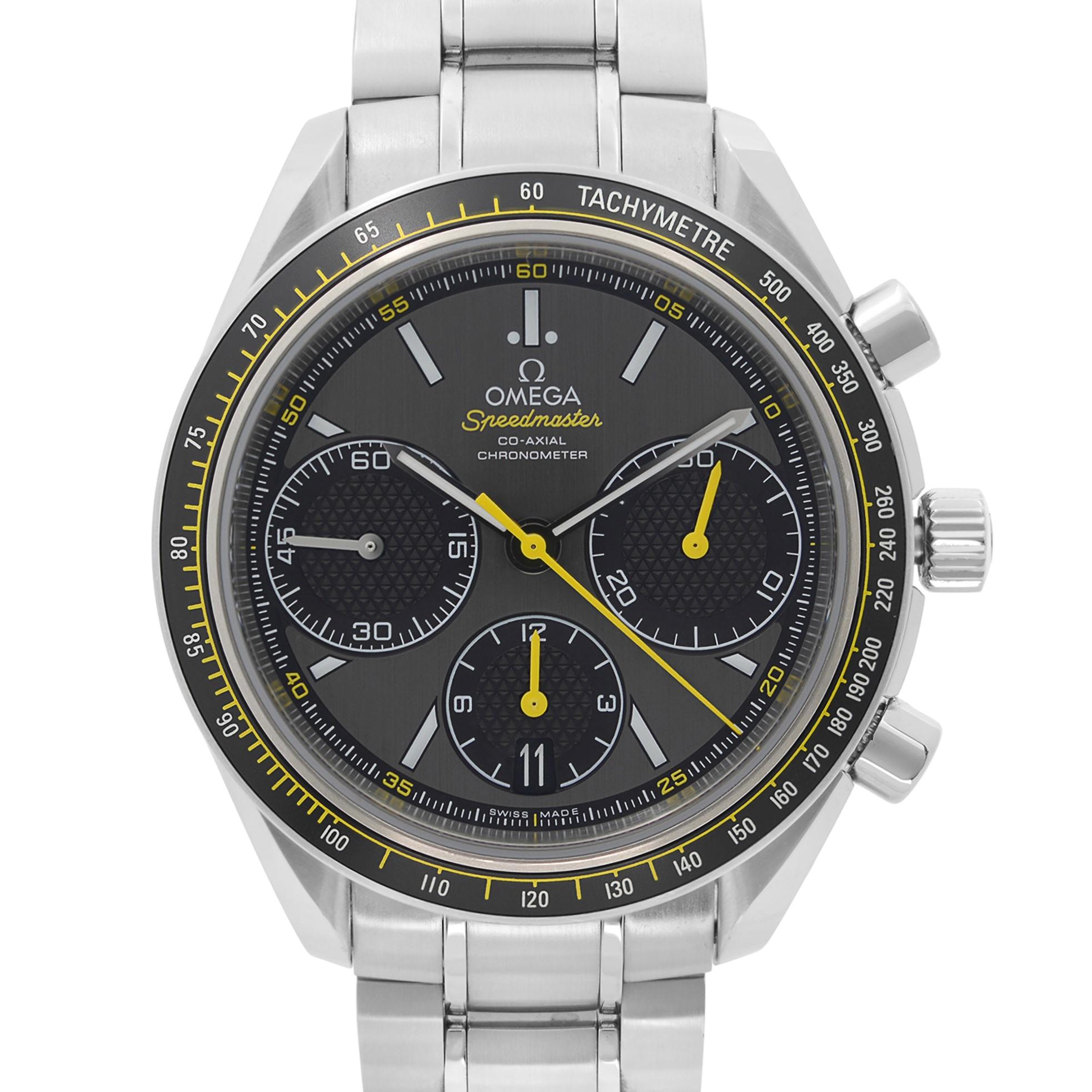 Store Display Model Omega Speedmaster Racing 40mm Gray Dial Automatic Men's Watch 326.30.40.50.06.001. This Beautiful Timepiece Features: Stainless Steel Case and Bracelet, Fixed Stainless Steel Bezel with a Black Aluminum Ring Showing Tachymeter