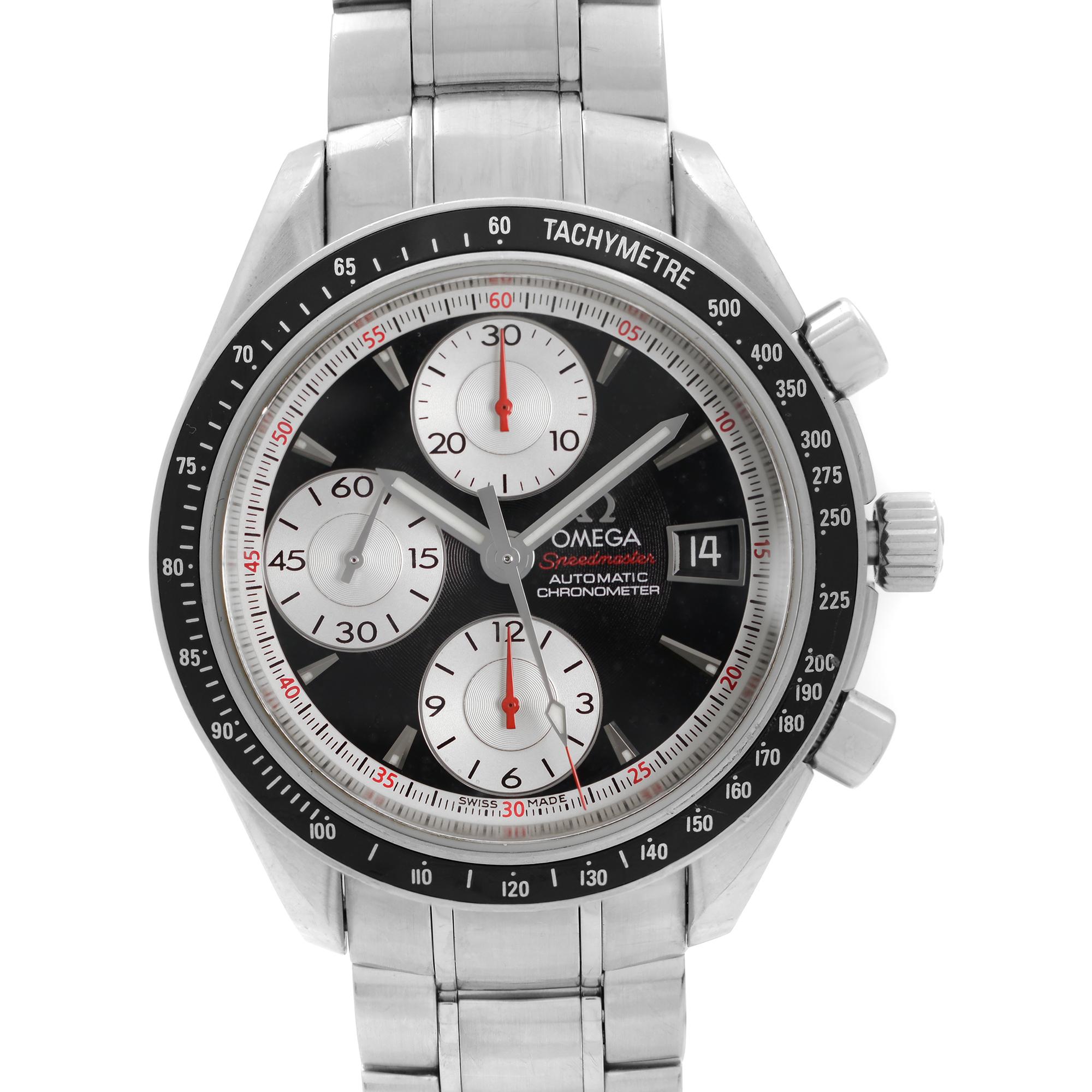Pre Owned Omega Speedmaster 40mm Stainless Steel Chronograph Automatic Mens Watch 3210.51.00. This Beautiful Timepiece is Powered by Mechanical (Automatic) Movement And Features: Round Stainless Steel case and Bracelet, Fixed Stainless Steel Bezel