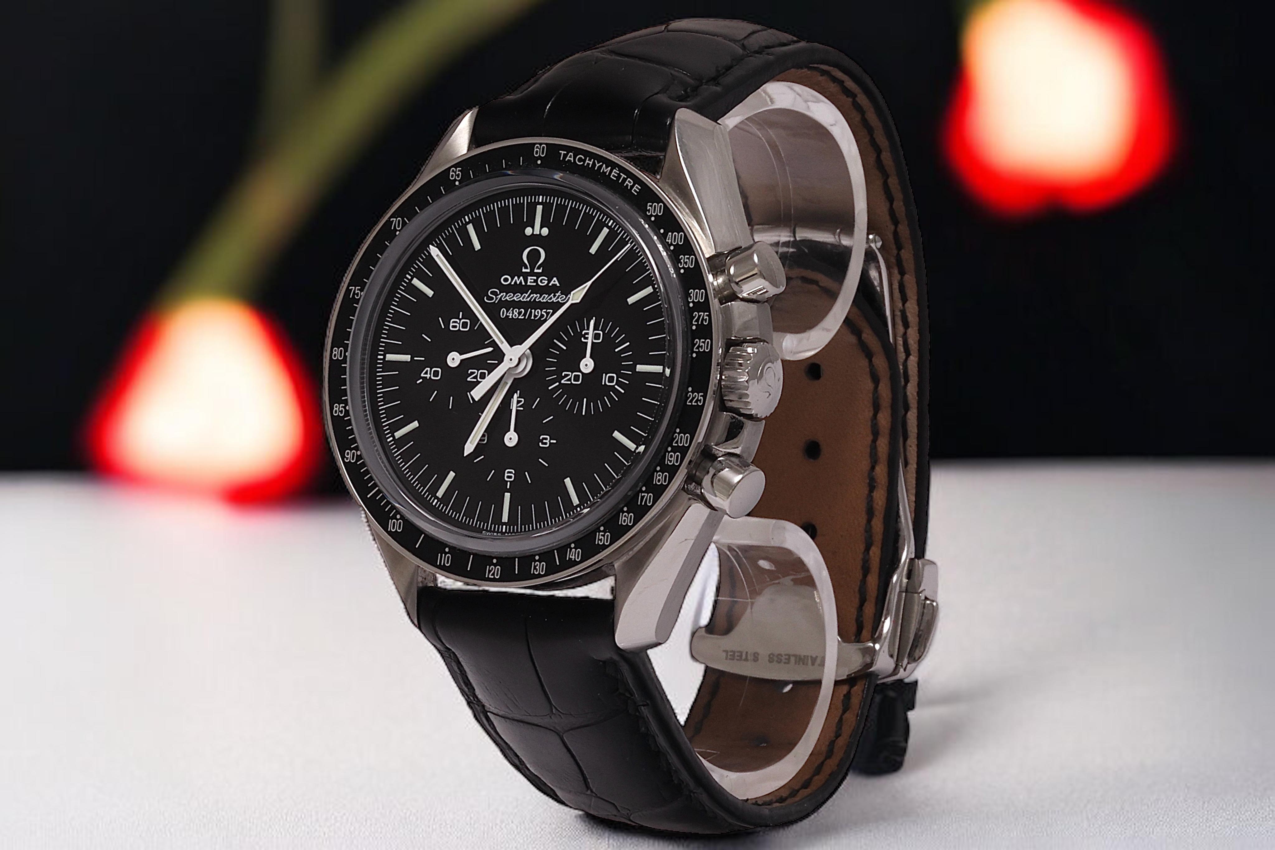 Omega Speedmaster 50th Anniversary Limited Edition Co Axial Chronograph Watch For Sale 6