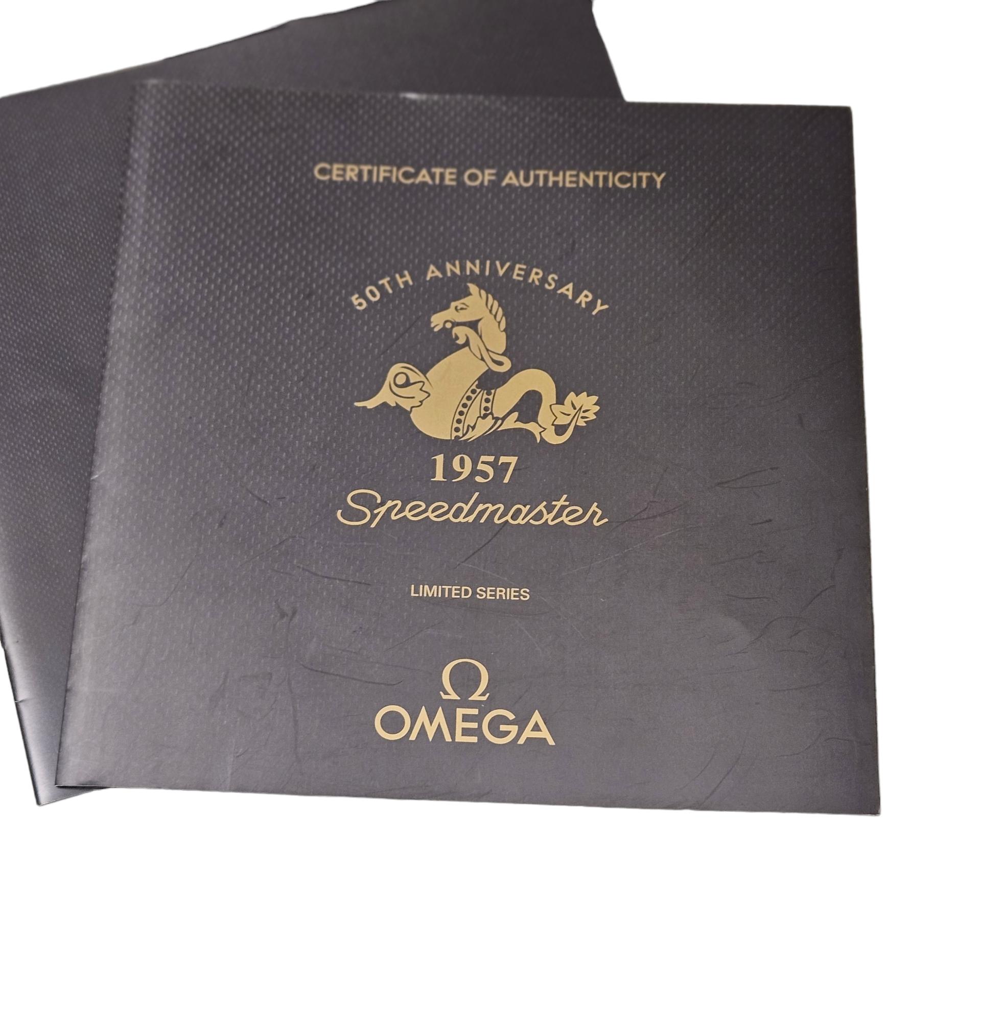 Omega Speedmaster 50th Anniversary Limited Edition Co Axial Chronograph Watch For Sale 7