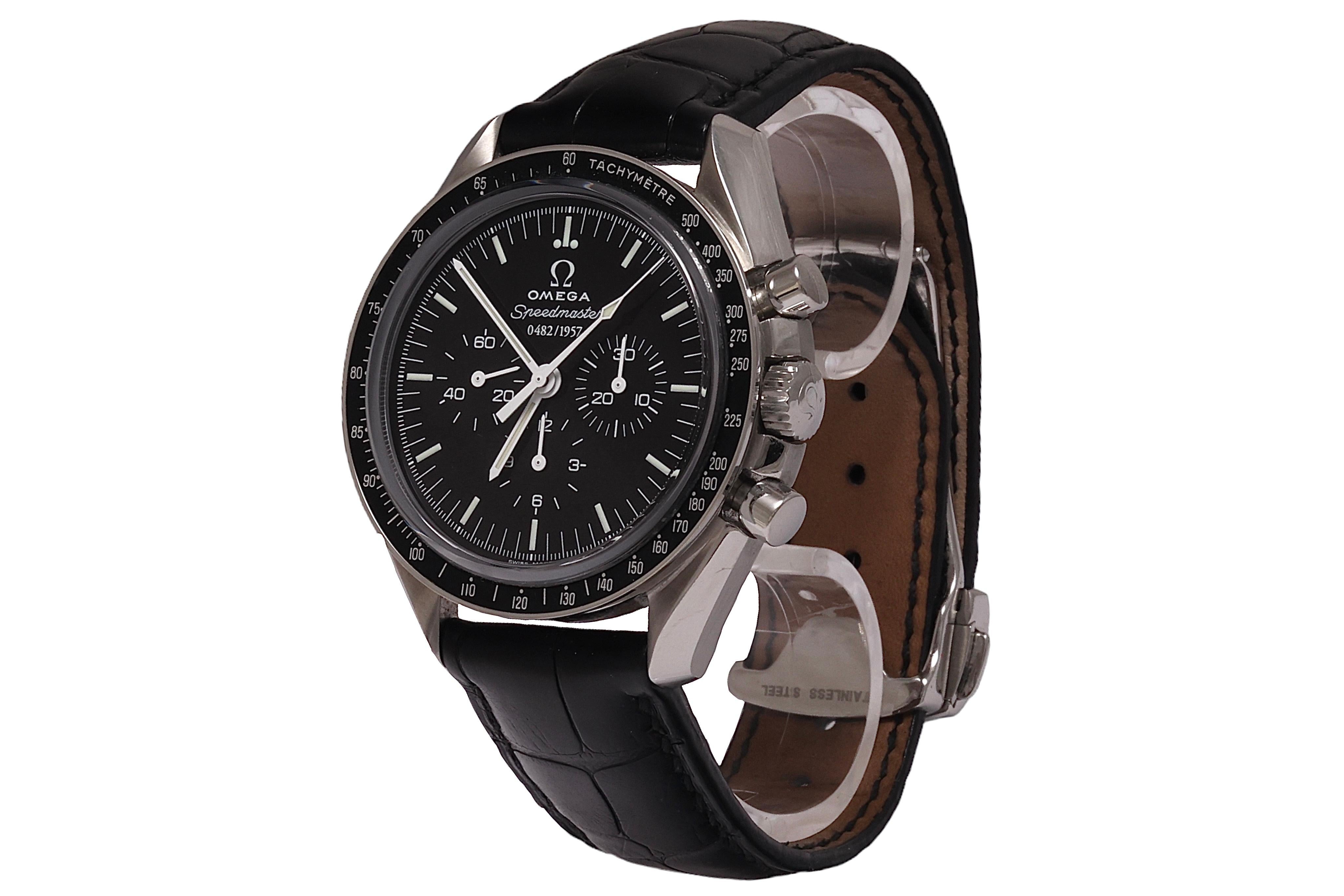 Omega Speedmaster 50th Anniversary Limited Edition Co Axial Chronograph Watch with Huge Wood Inlaid Omega Matching Box & Limited Edition Certificate

Brand: Omega
Ref. No.: 311.33.42.50.01.001
Model: Speedmaster Manual-winding Black Dial Stainless