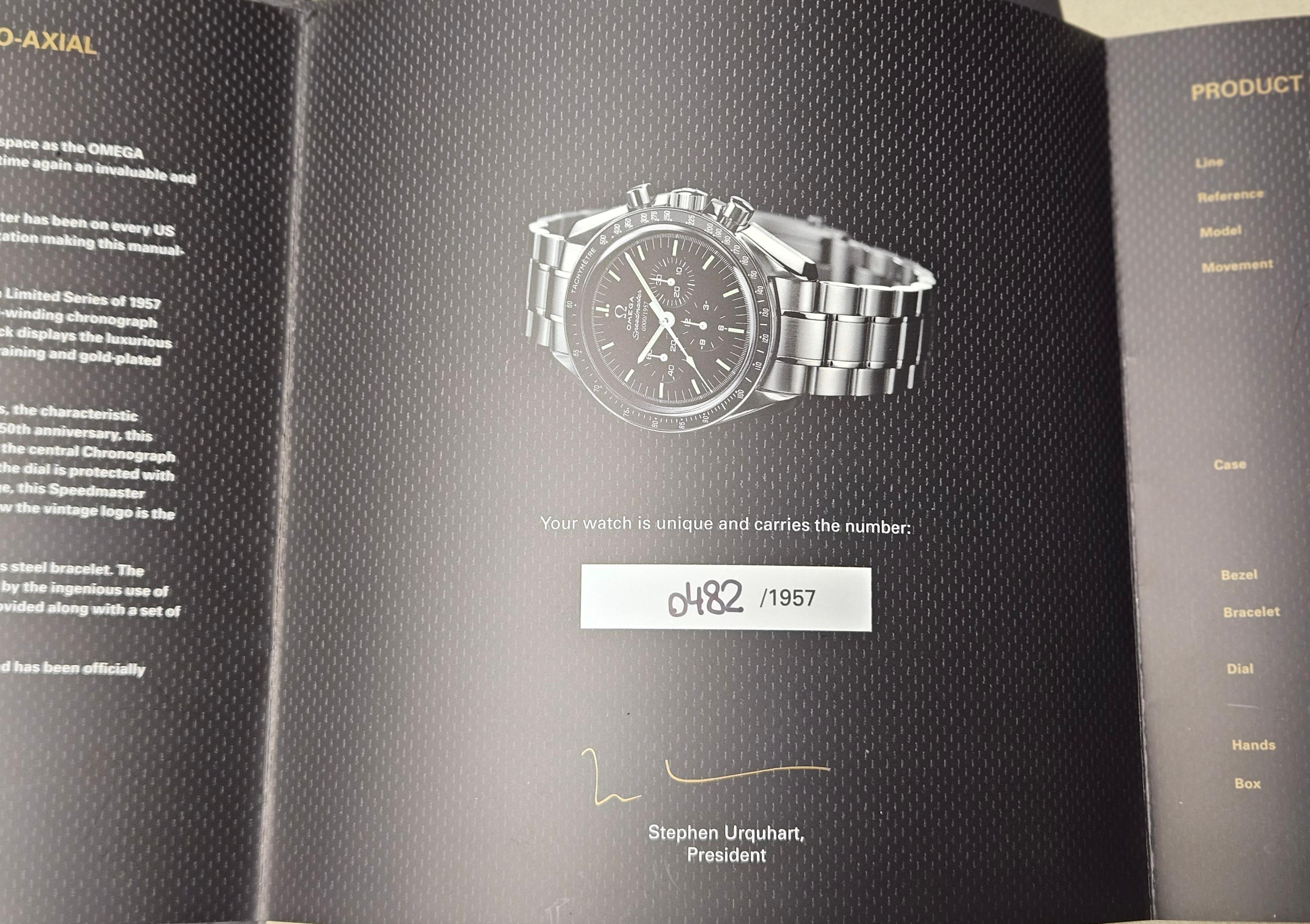 Omega Speedmaster 50th Anniversary Limited Edition Co Axial Chronograph Watch For Sale 12