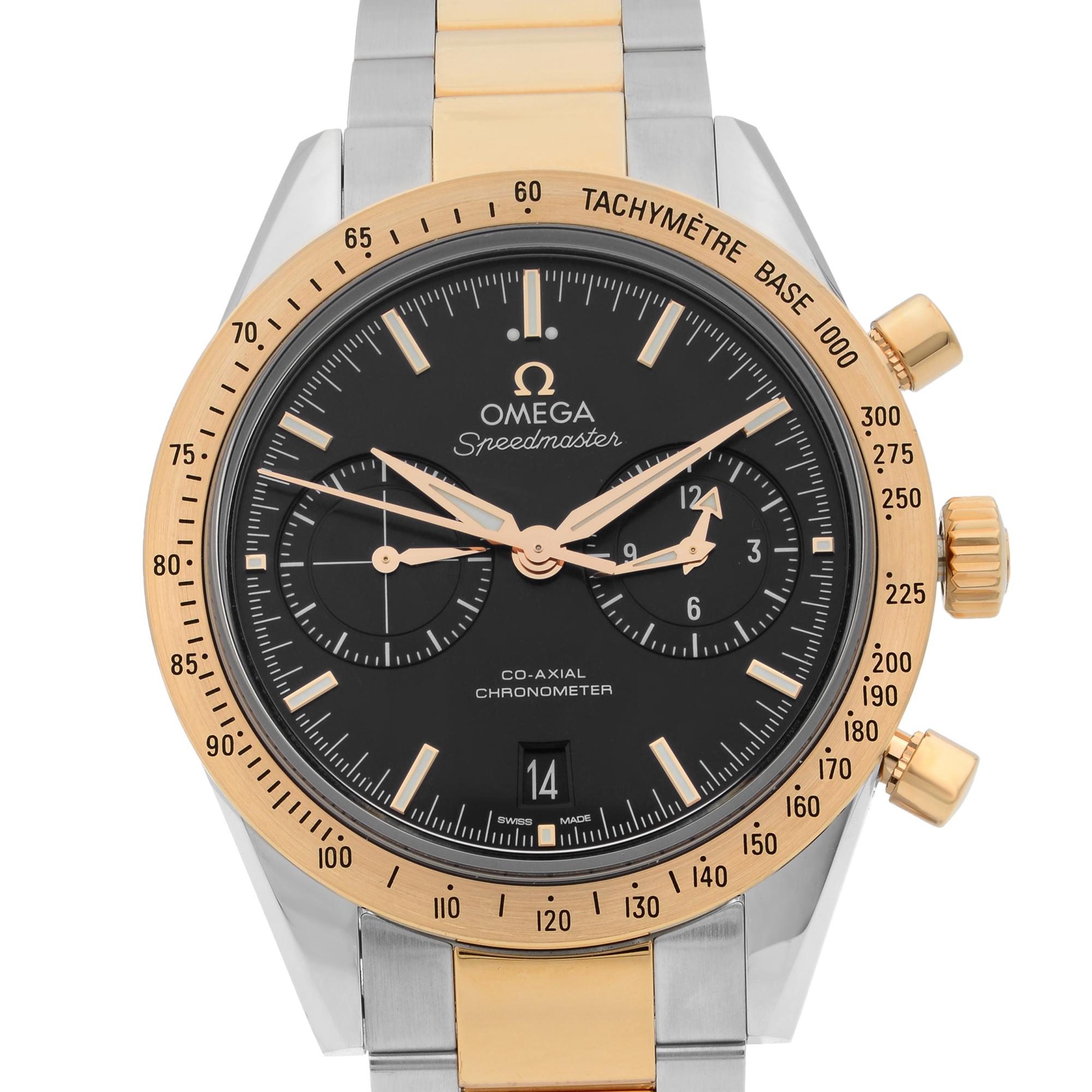 Display Model Omega Speedmaster 18k Rose Gold Steel Automatic Men's Watch 331.20.42.51.01.002. This Beautiful Timepiece Features: Stainless Steel Case with a Stainless Steel Bracelet with 18k Rose Gold Center Links, Fixed 18k Rose Gold Bezel Showing