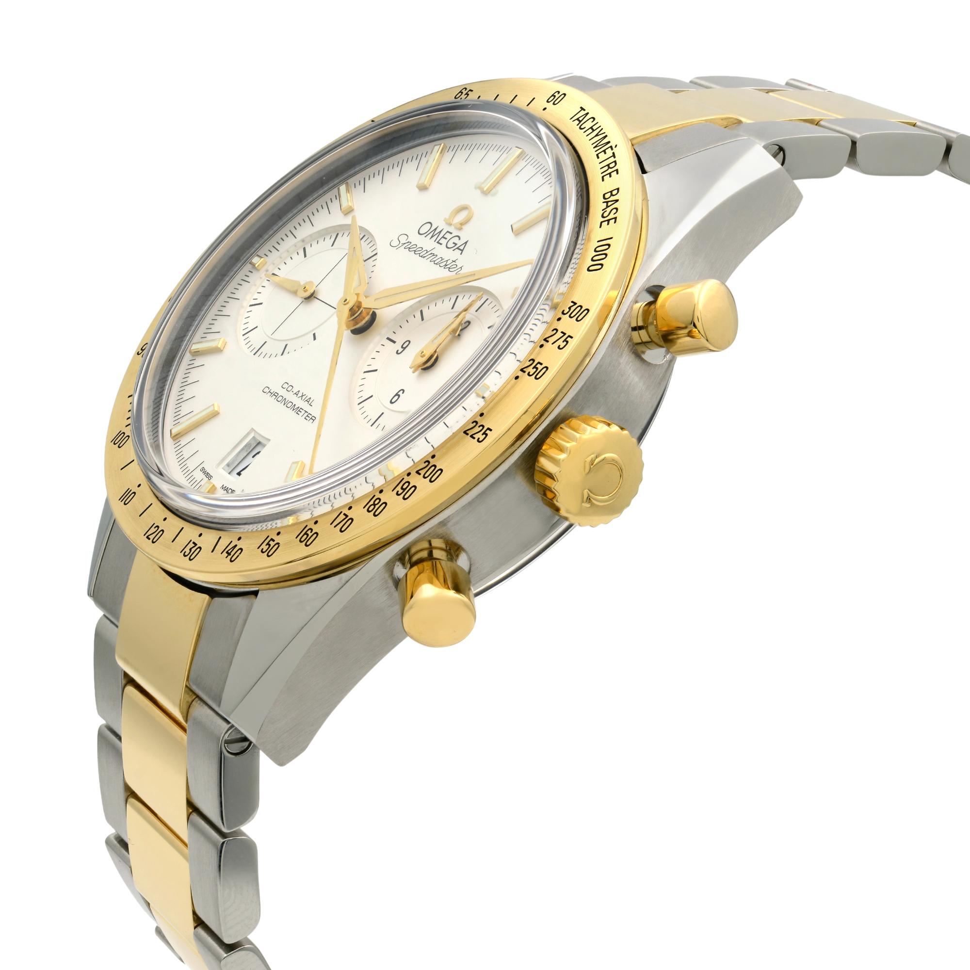 Omega Speedmaster 57 18 Karat Gold Steel White Dial Watch 331.20.42.51.02.001 im Zustand „Gut“ in New York, NY