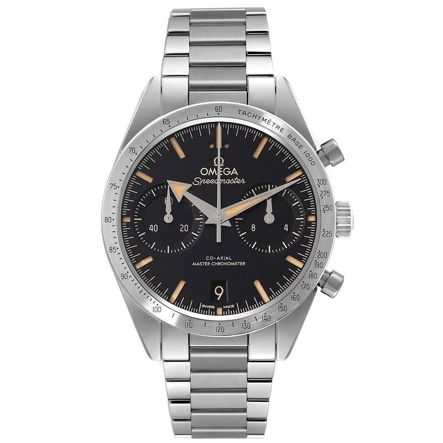 Omega Speedmaster 57 Broad Arrow Steel Mens Watch 332.10.41.51.01.001 Unworn. Manual-winding chronograph with column wheel and Co-Axial escapement. Certified Master Chronometer, approved by METAS, resistant to magnetic fields reaching 15,000 gauss.